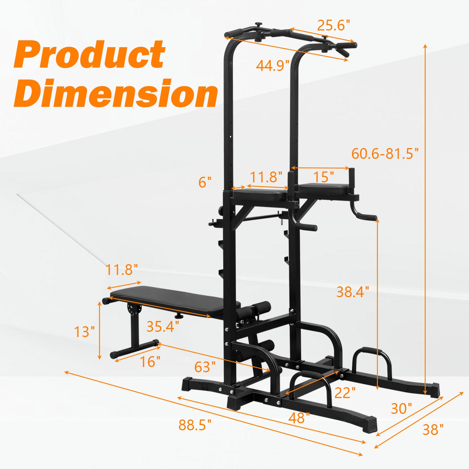 Power Tower Dip Station with Bench Pull Up Bar