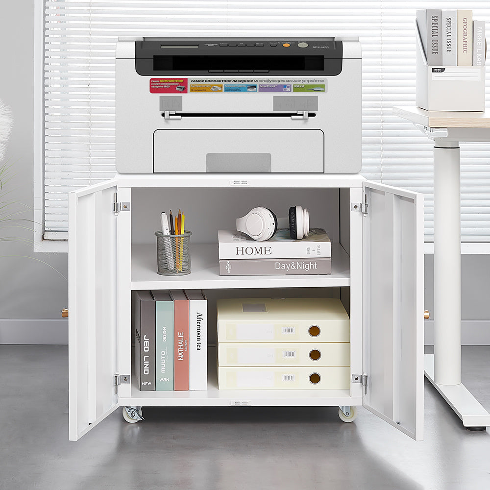 Metal Printer Stand with Storage Mobile Printer
