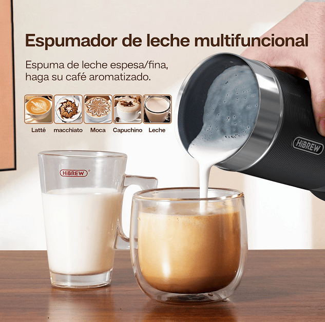 4 in 1 electric coffee milk foam machine 450W milk heating milk foam machine cold foaming chocolate mixer milk heating 70°C / 158°F cold / hot latte cappuccino 360°