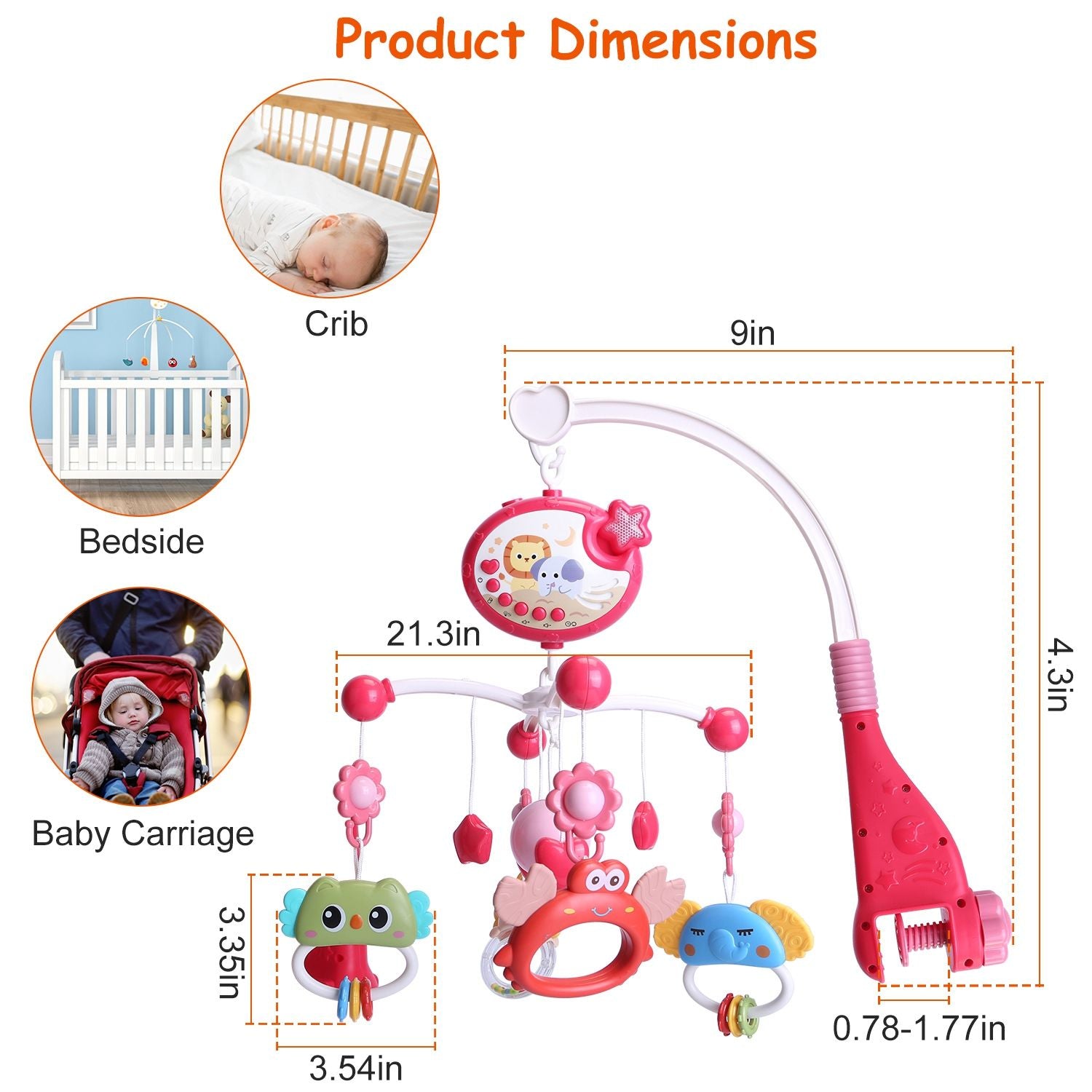 Baby Musical Crib Bed Bell Rotating Mobile Star Projection Nursery Light Baby Rattle Toy with Music Box Remote Control