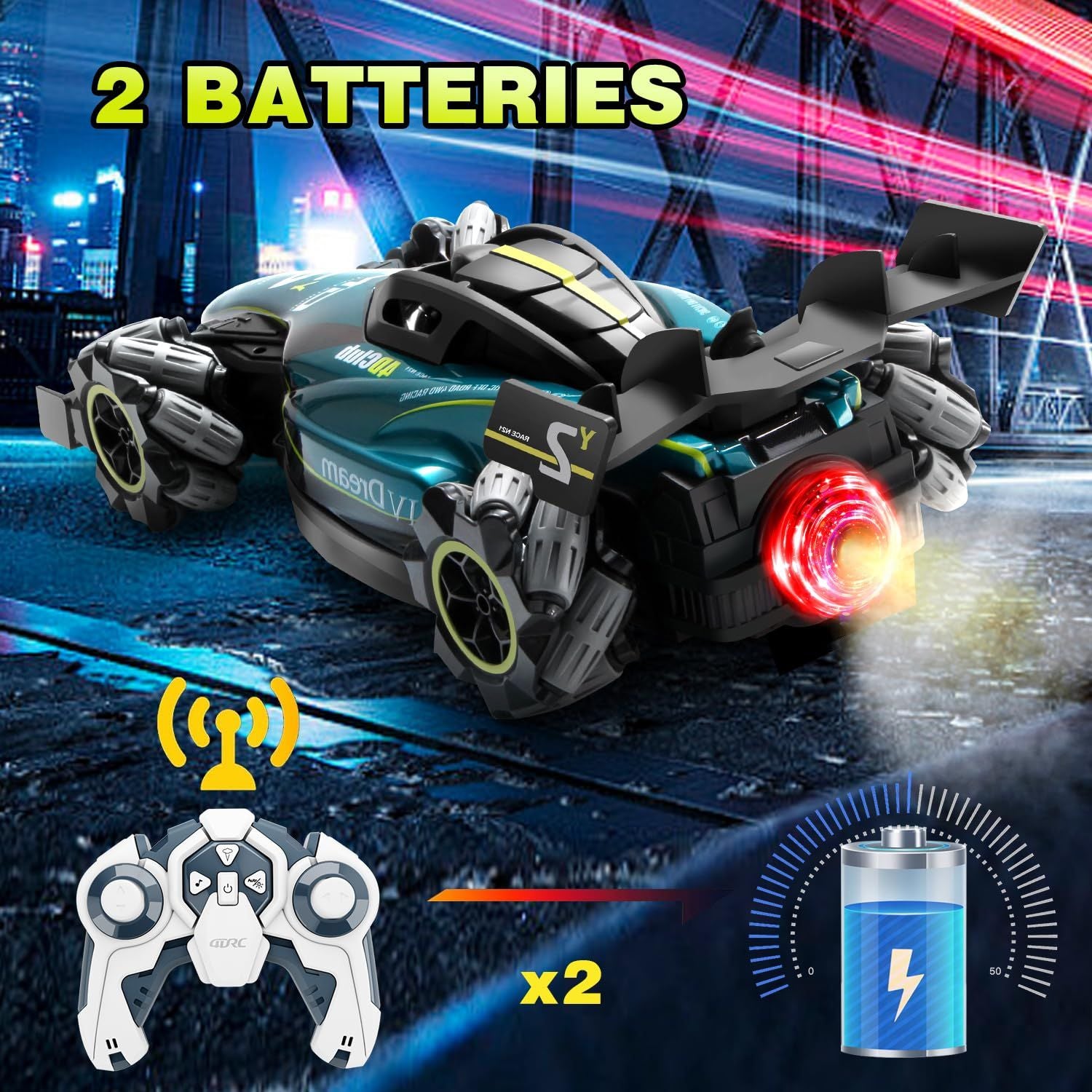 4DRC Y2 Hand Controlled Gesture RC Car 2.4Ghz 4WD 360° Racing Car 2 Battery For Boys & Girls,Kids Toy,Children Christmas Gifts.