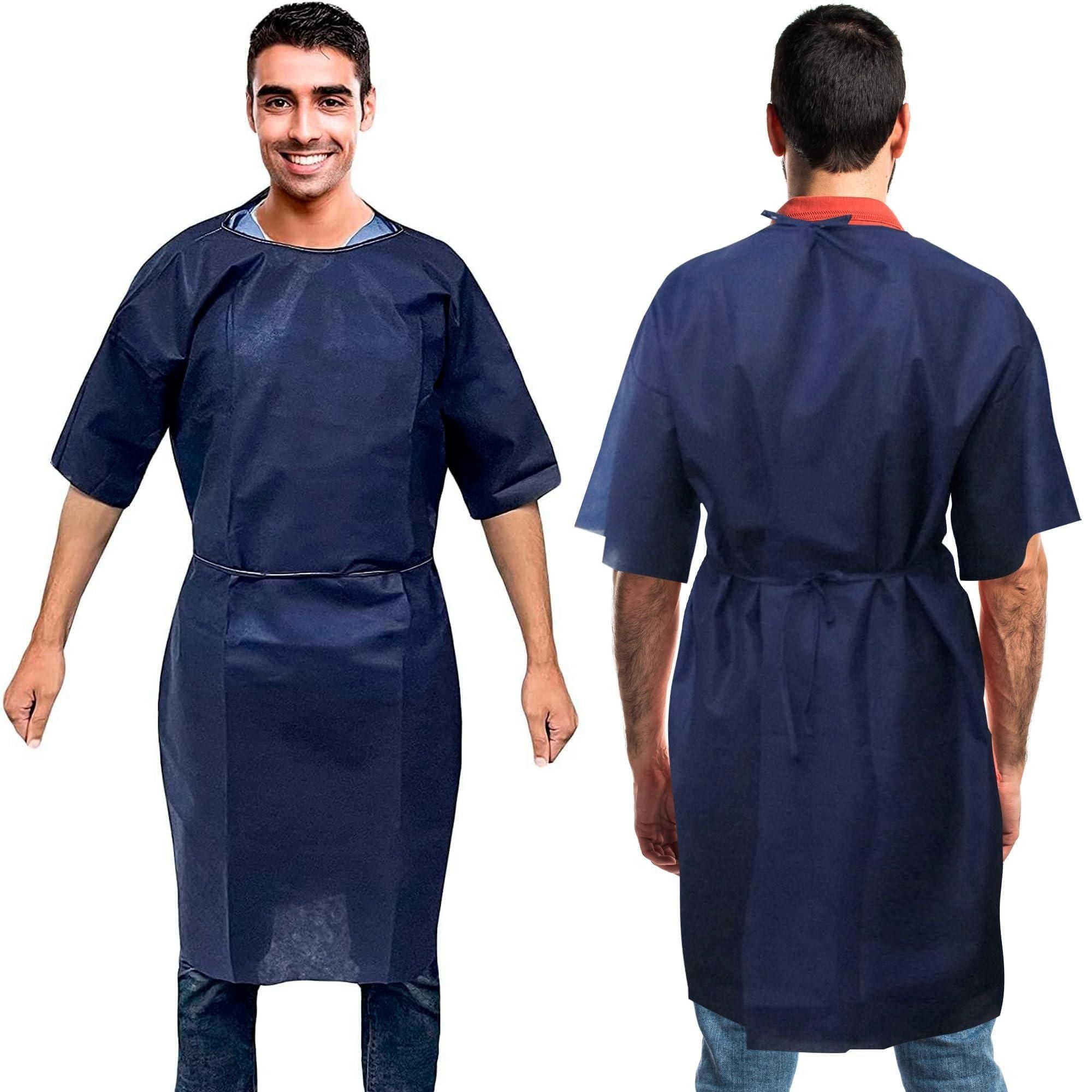Medical Supply Disposable Isolation Gown X Large Size 10 Pack of Navy Blue 50 GSM Polypropylene Disposable Gowns Medical with Neck and Waist Ties Isolation Gowns Disposable