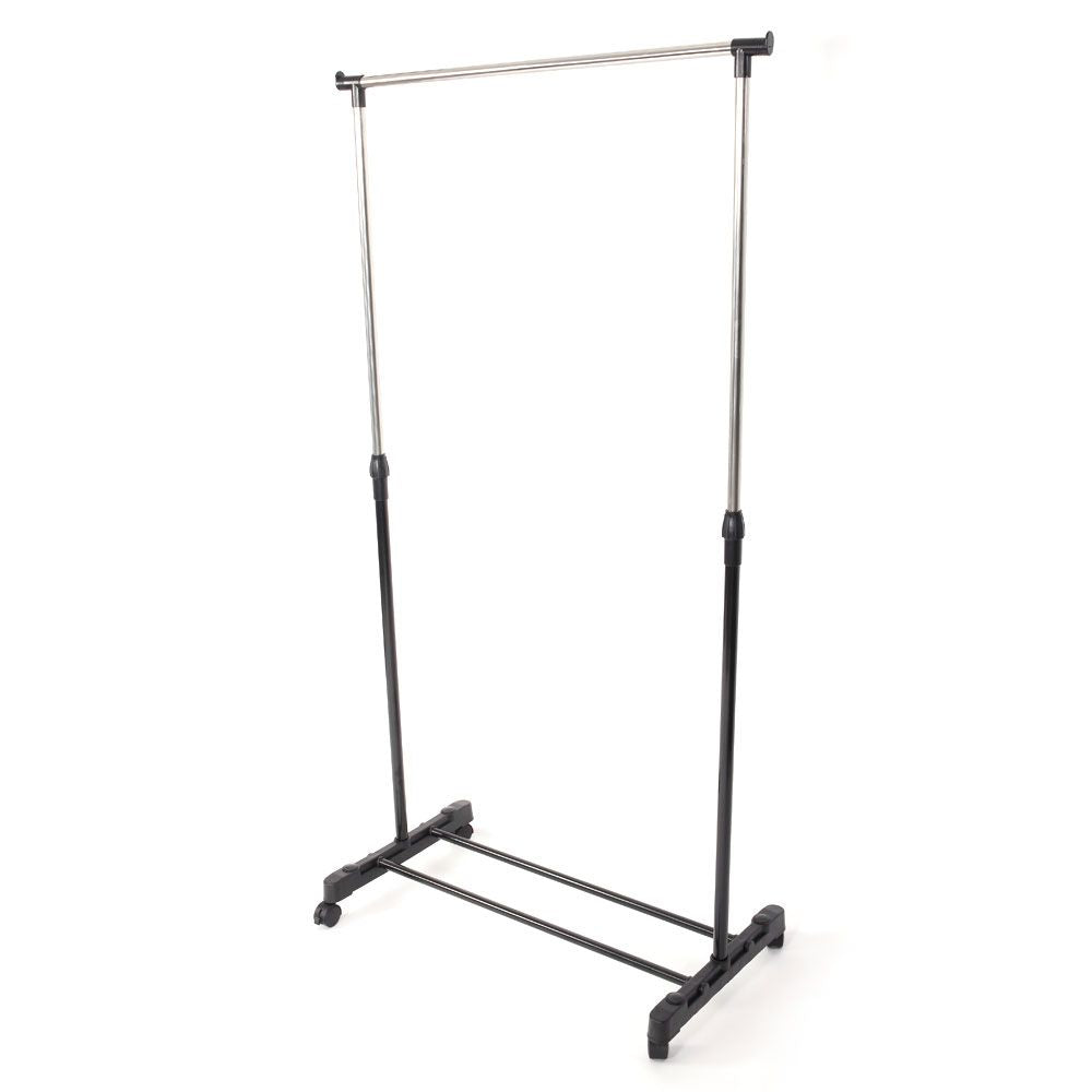 Portable Rolling Heavy Duty Stand Clothes Rack Single Hanging Garment Bar Hanger