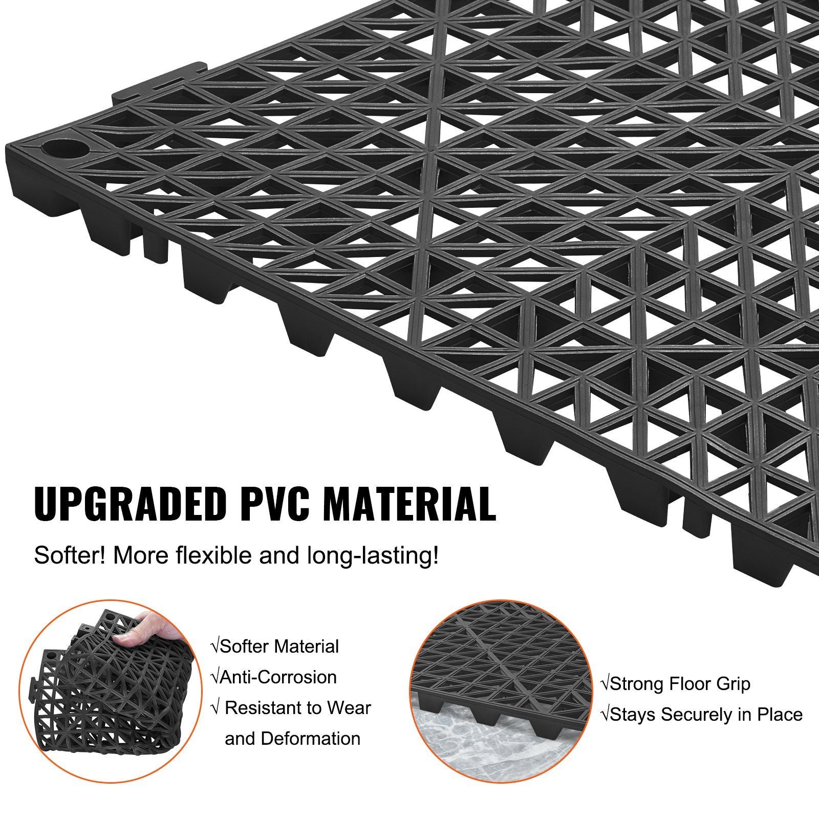 VEVOR Interlocking Tile 50PCS Black, Drainage Tiles 12