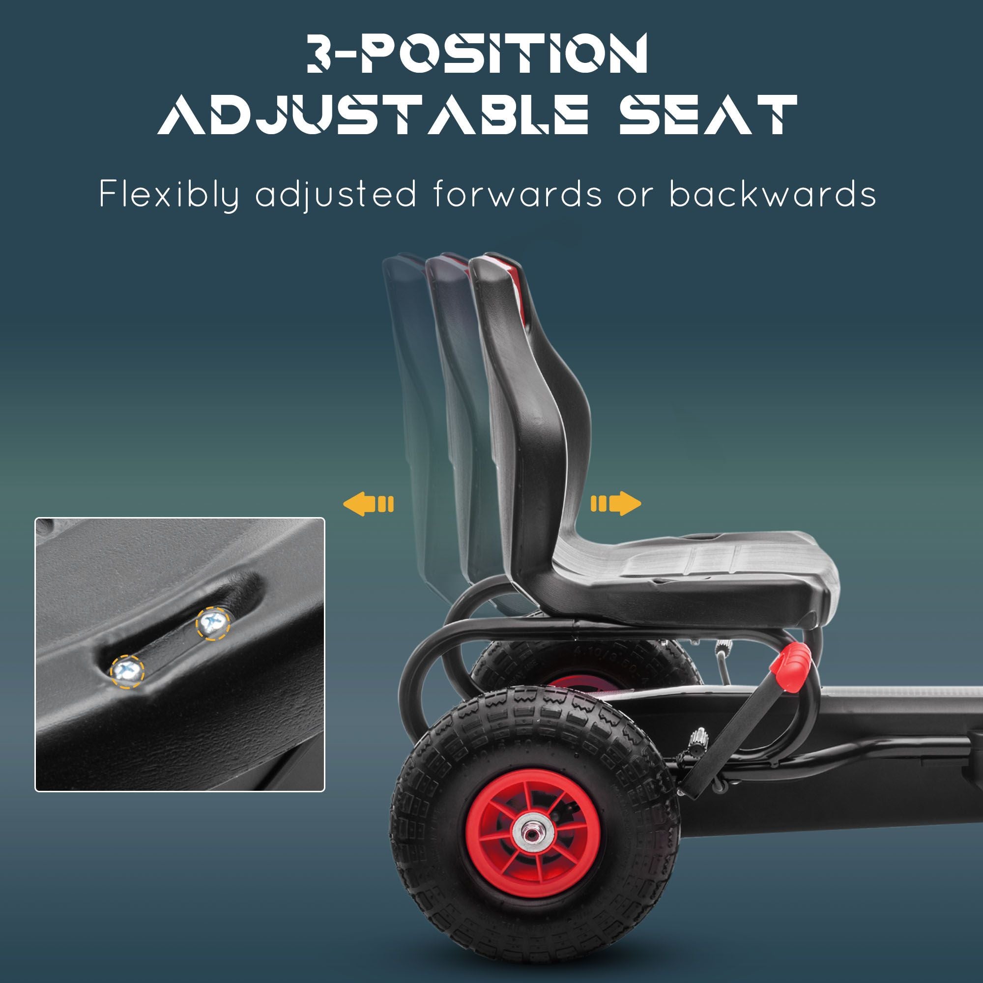 Aosom Kids Pedal Go Kart Ride-on Toy with Ergonomic Comfort, Pedal Car with Tough, Wear-Resistant Tread, Go Cart Kids Car for Boys & Girls with Suspension System, Safety Hand Brake, Ages 5-12, Red