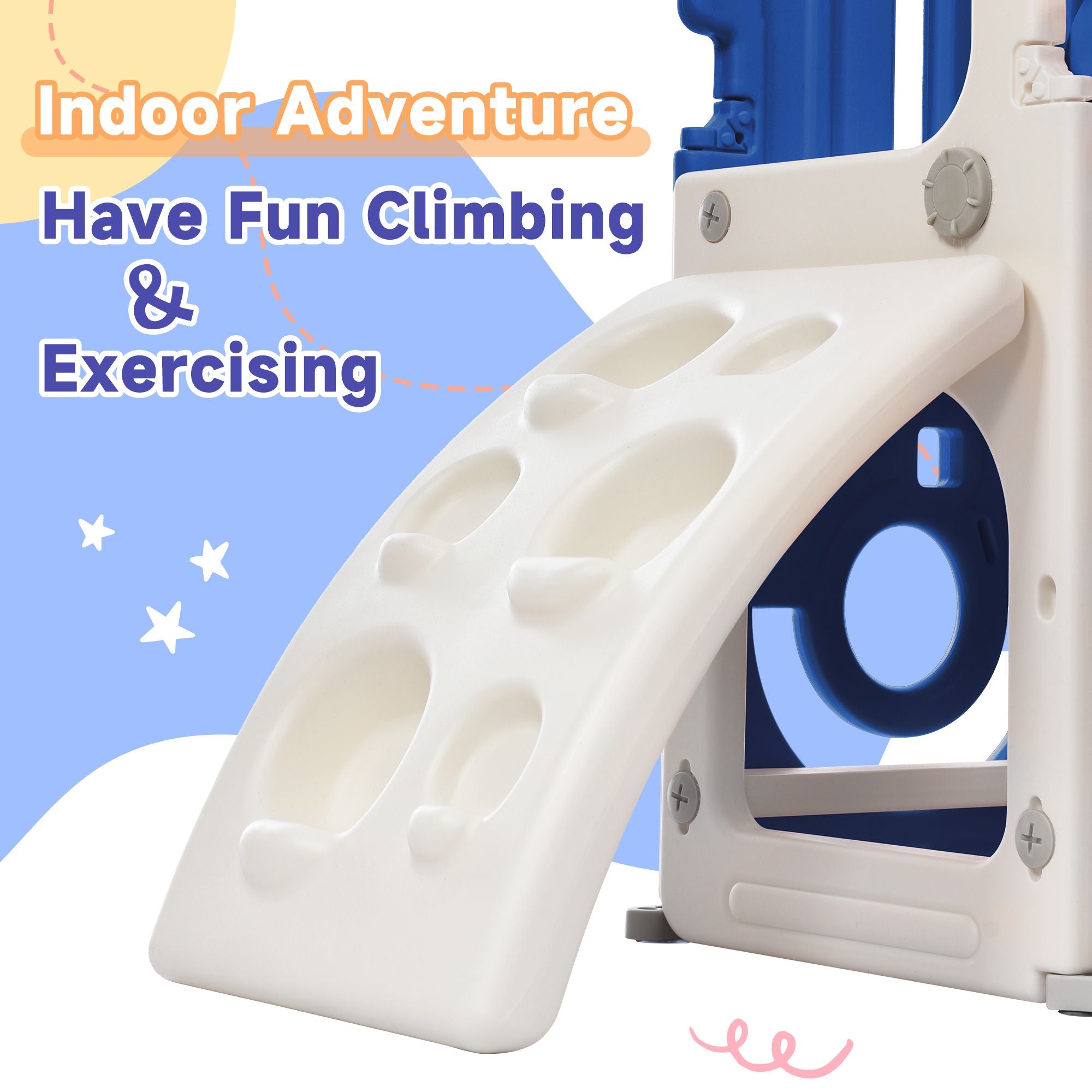 Toddler Climber and Slide Set 4 in 1, Kids Playground Climber Freestanding Slide Playset with Basketball Hoop Play Combination for Babies Indoor & Outdoor