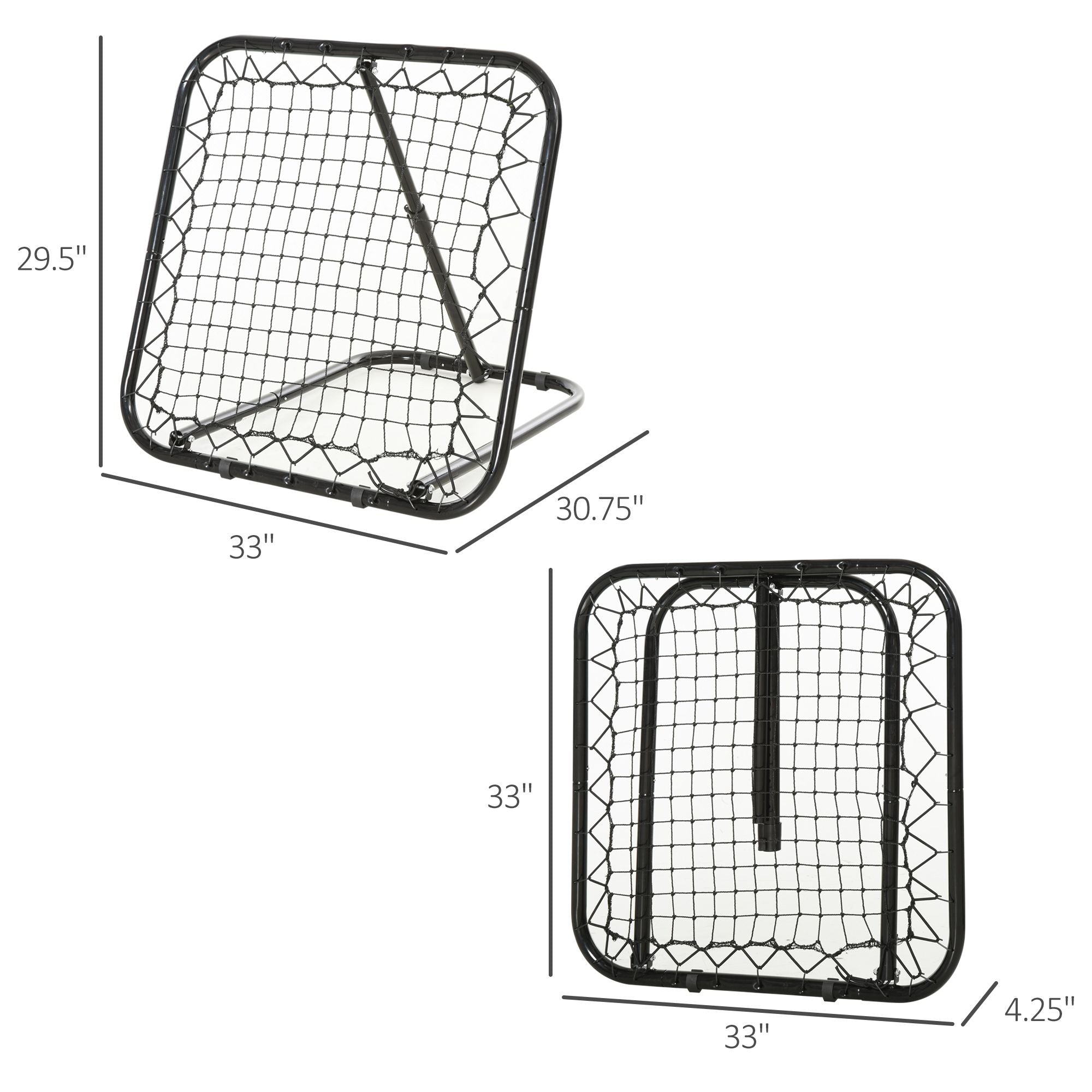 Soozier Adjustable Soccer Rebounder Portable Training Goal for Football Baseball Basketball Black