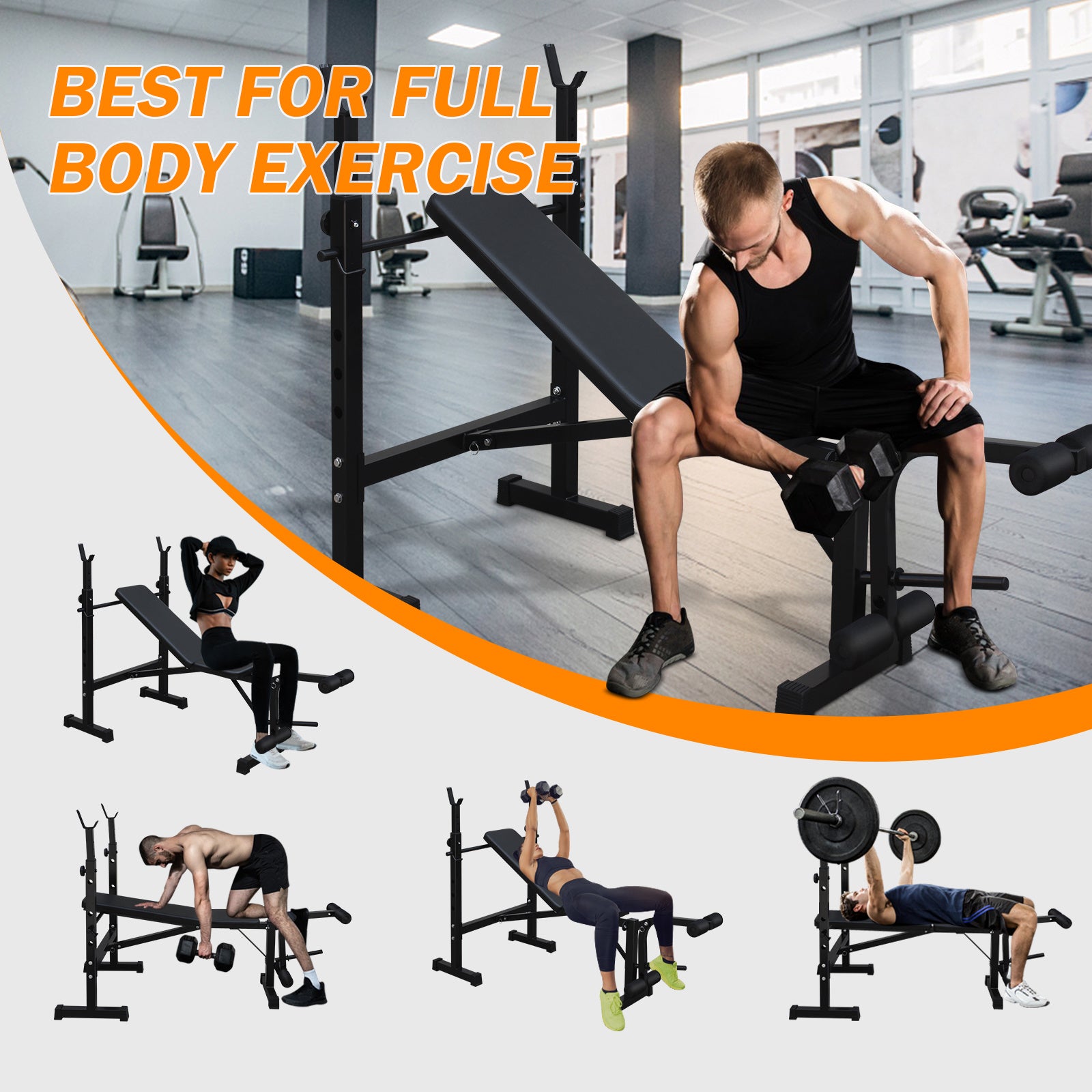 Olympic Weight Bench Gym Full-Body Workout