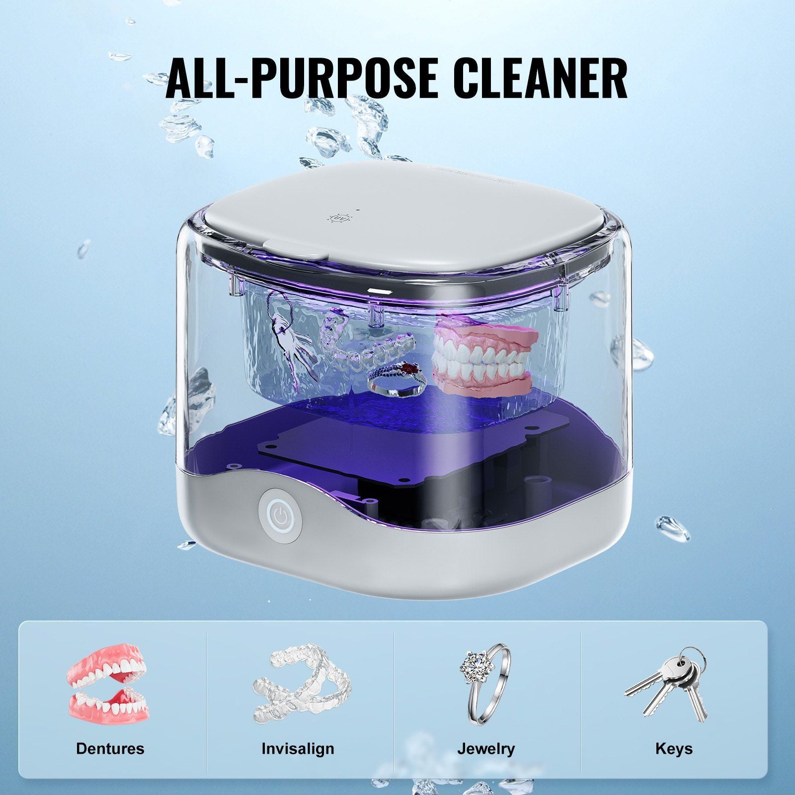 VEVOR Ultrasonic Cleaner, 45kHz Ultrasonic Cleaner for Denture Cleaner, Retainer Cleaner, Mouth Guard Cleaner, Night Guard Cleaner, Retainer Cleaner Machine with 200ML Dental Cleaning Pod
