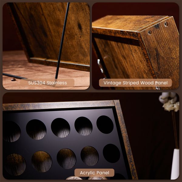 K Cup Holder, Kcup Coffee Pods Holder, Wooden K Cup Holders Holds 25 Pods, K Cup Storage Rack Made of Wood and Acrylic, for Coffee Bar Accessories Decor and Home