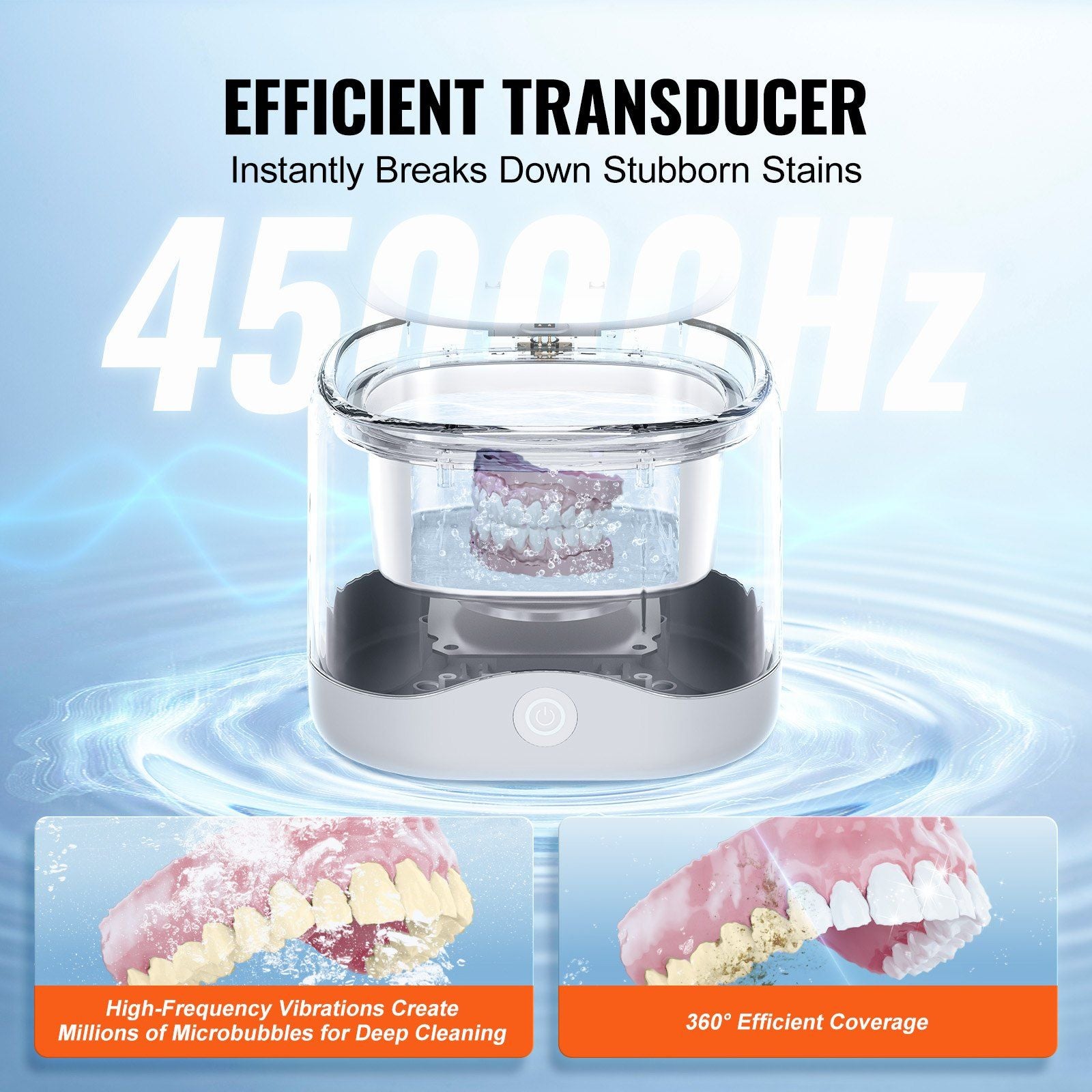 VEVOR Ultrasonic Cleaner, 45kHz Ultrasonic Cleaner for Denture Cleaner, Retainer Cleaner, Mouth Guard Cleaner, Night Guard Cleaner, Retainer Cleaner Machine with 200ML Dental Cleaning Pod
