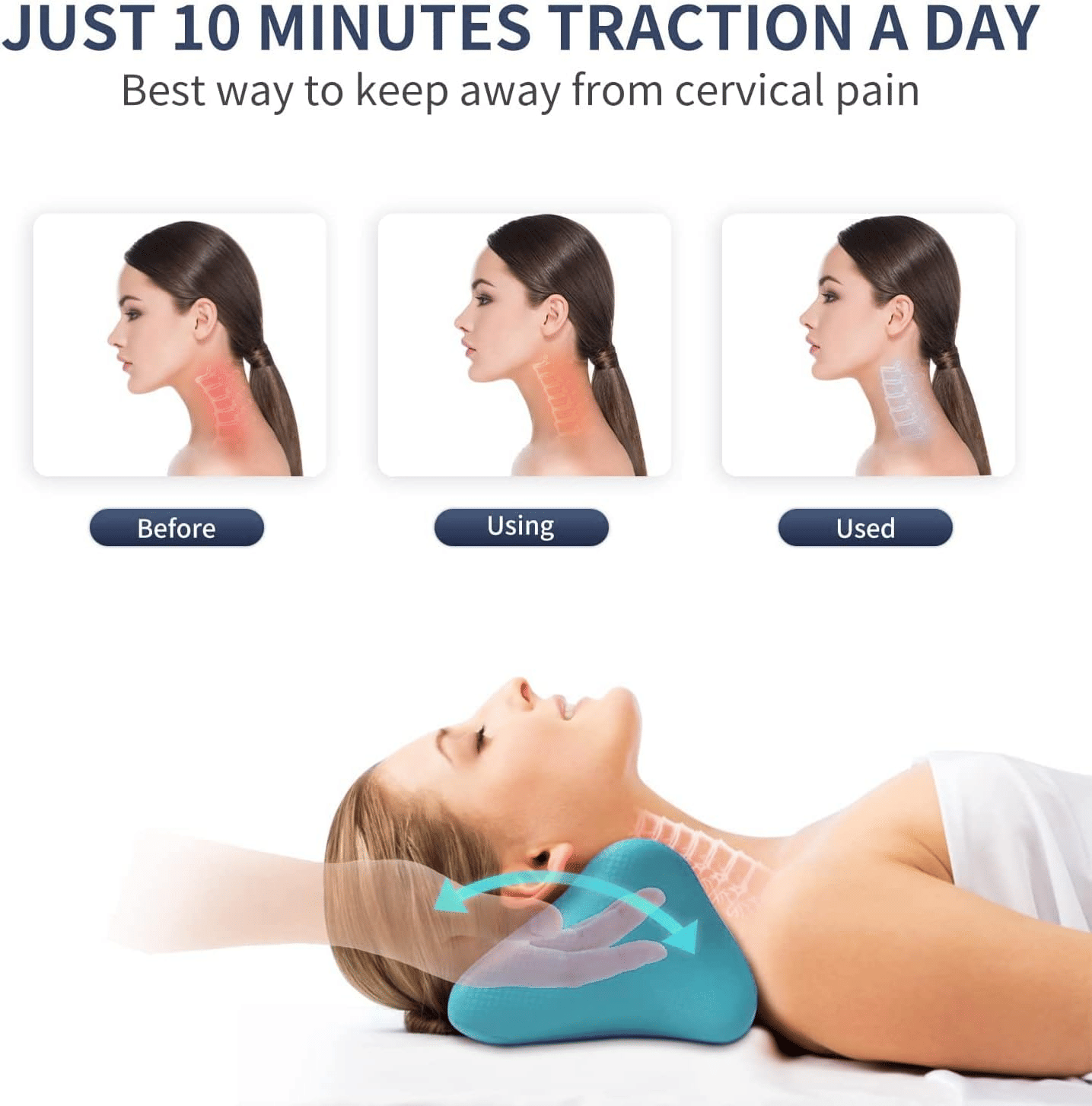 Neck and Shoulder Relaxer, Cervical Traction Device Acupressure Neck Shoulder Back Support Massage Pillow, Neck Stretcher Massager, Posture Corrector for Pain Relief, Cervical Spine Alignment