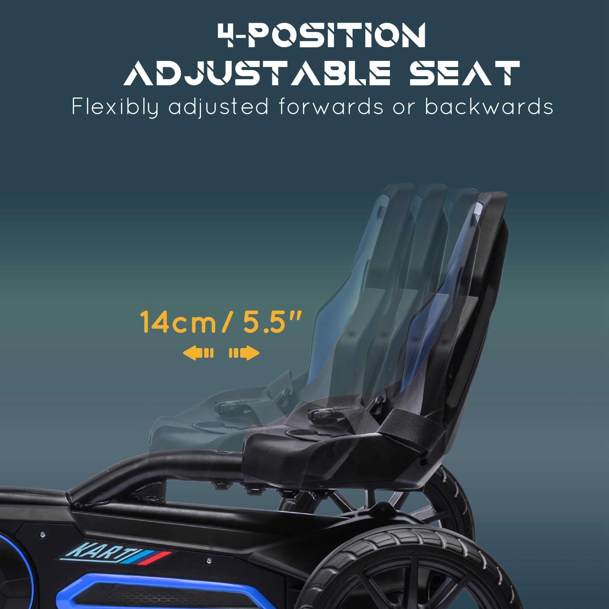 Aosom Kids Pedal Go Kart, Outdoor Ride on Toy with Adjustable Seat, Swing Axle, Handbrake, 4 Non-Slip EVA Wheels for Boys and Girls Aged 3-8 Years Old, Blue