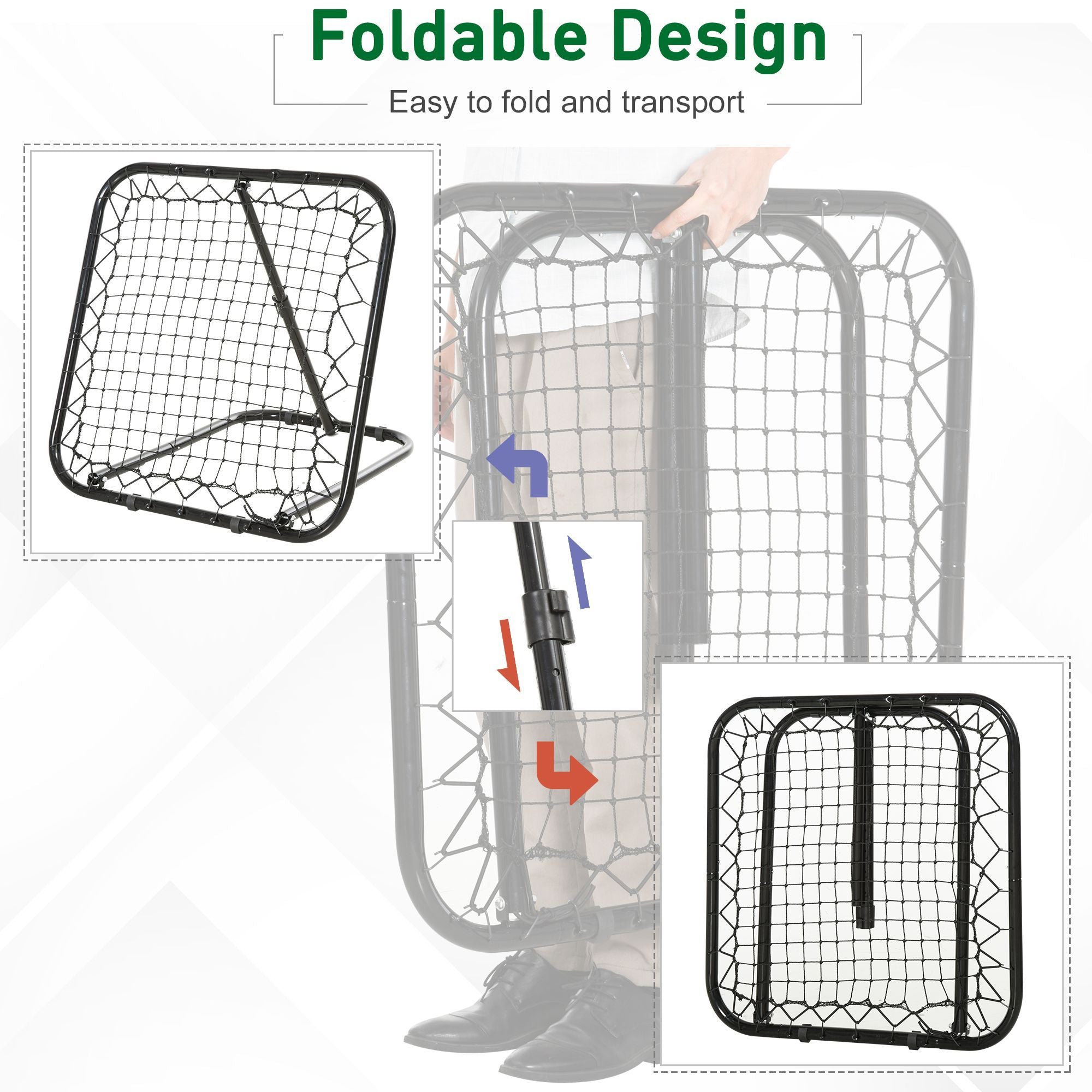 Soozier Adjustable Soccer Rebounder Portable Training Goal for Football Baseball Basketball Black