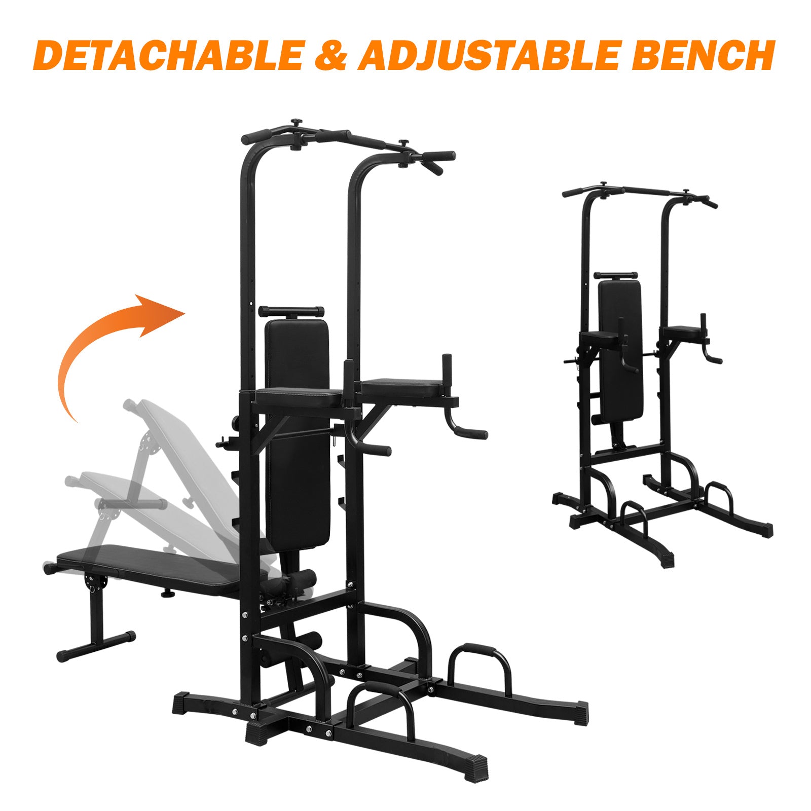 Power Tower Dip Station with Bench Pull Up Bar