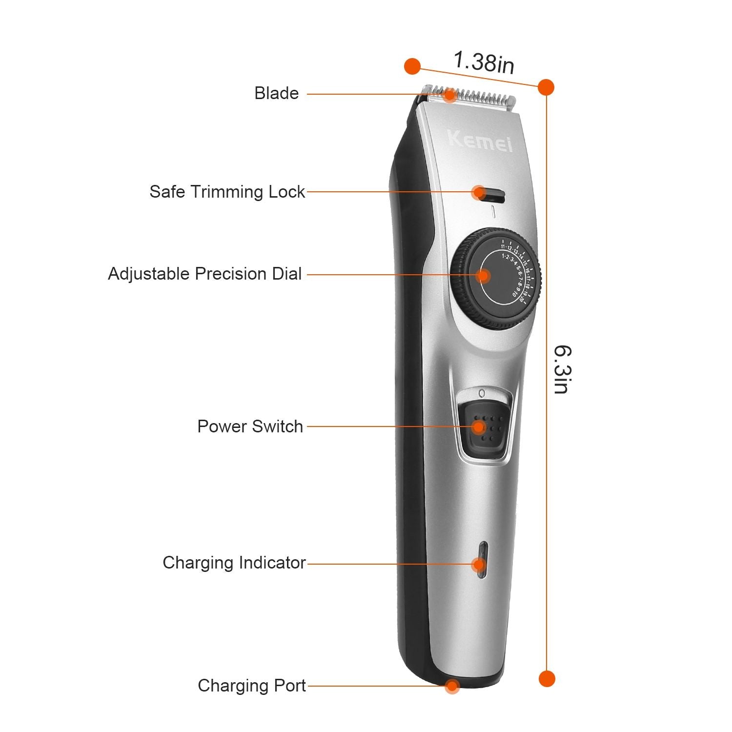 Cordless Beard Trimmer USB Rechargeable Beard Grooming Kit Electric Razor Hair Shaver Clipper with Precision Dial