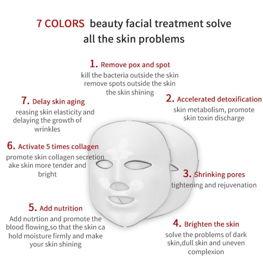 7 Colors LED Facial Mask Red Light Therapy Masks EMS Photon Therapy Face Neck Lifting Beauty Device Professional Facial Products Home Use Beauty Devices