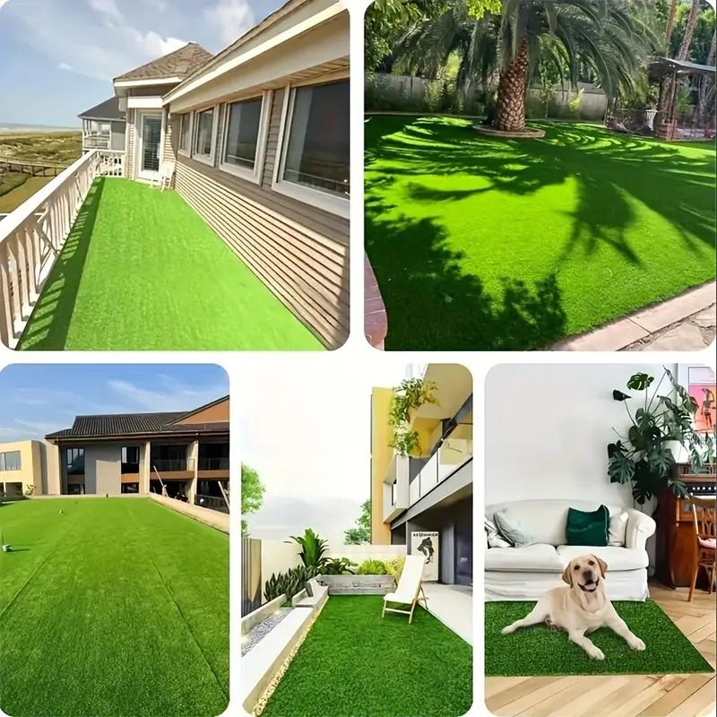 Realistic artificial grass 3.28 feet X 9.84 feet green artificial turf carpet 1.2 inches pile height fake grass mat indoor and outdoor lawn landscape, used for gardens, balconies, with drainage holes