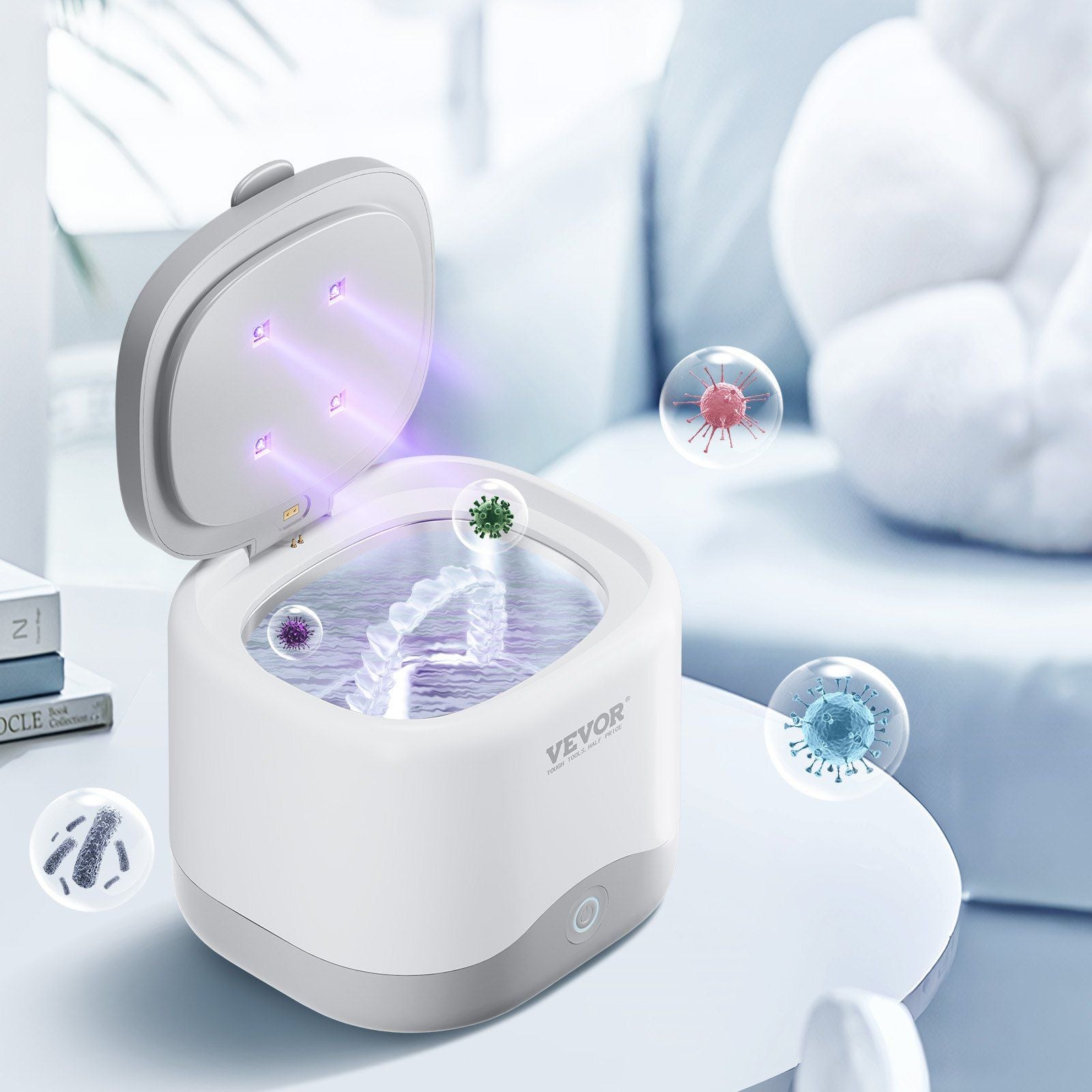 VEVOR Ultrasonic Cleaner, 45kHz Ultrasonic Cleaner for Denture Cleaner, Retainer Cleaner, Mouth Guard Cleaner, Night Guard Cleaner, Retainer Cleaner Machine with 200ML Dental Cleaning Pod