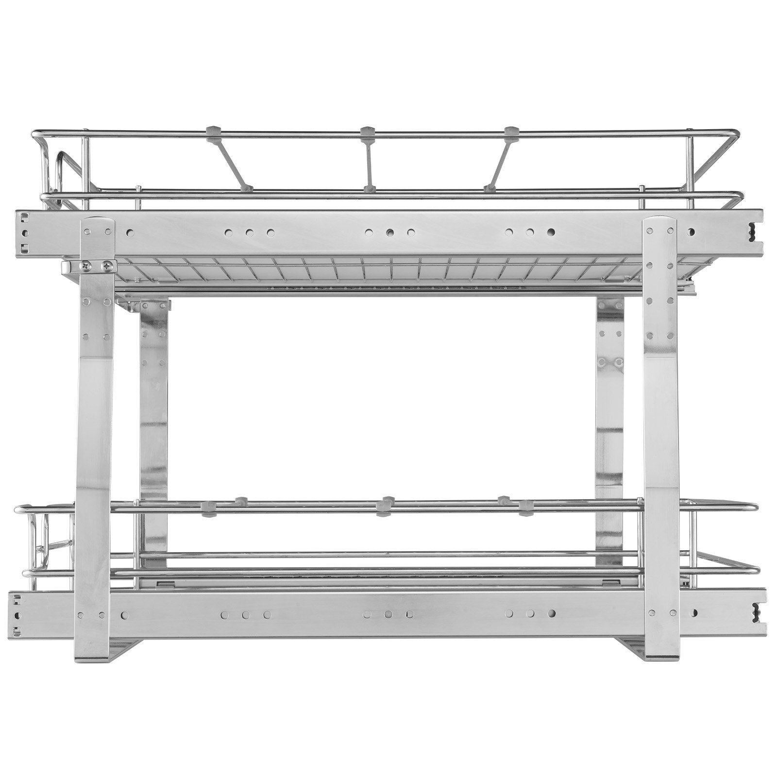 VEVOR 2 Tier 14"W x 21"D Pull Out Cabinet Organizer, Heavy Duty Slide Out Pantry Shelves, Chrome-Plated Steel Roll Out Drawers, Sliding Drawer Storage for Inside Kitchen Cabinet, Bathroom, Under Sink