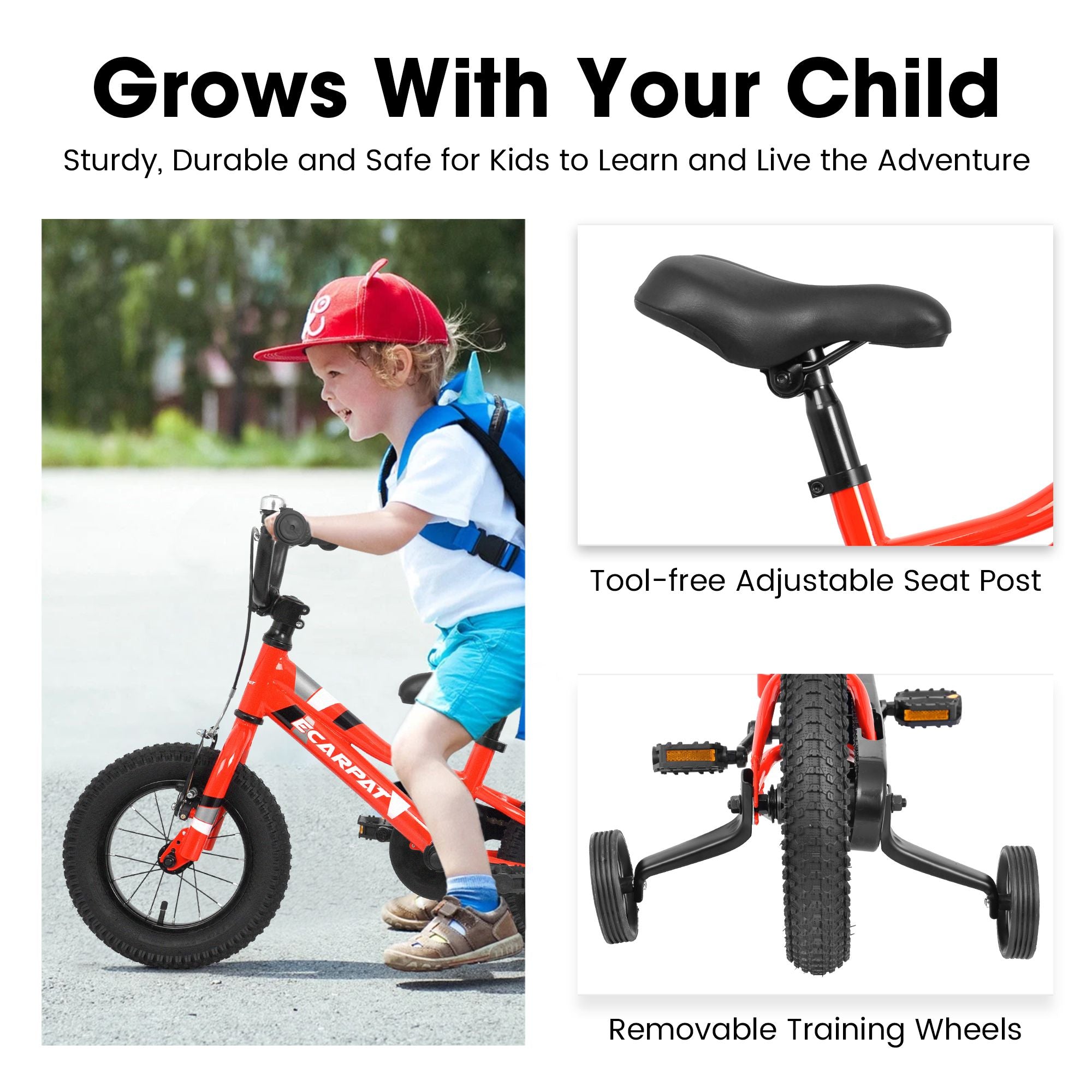 A16117 Kids' Bike 16 Inch Wheels, 1-Speed Boys Girls Child Bicycles For 3-4Years, With Removable Training Wheels Baby Toys, Front V Brake, Rear Holding Brake