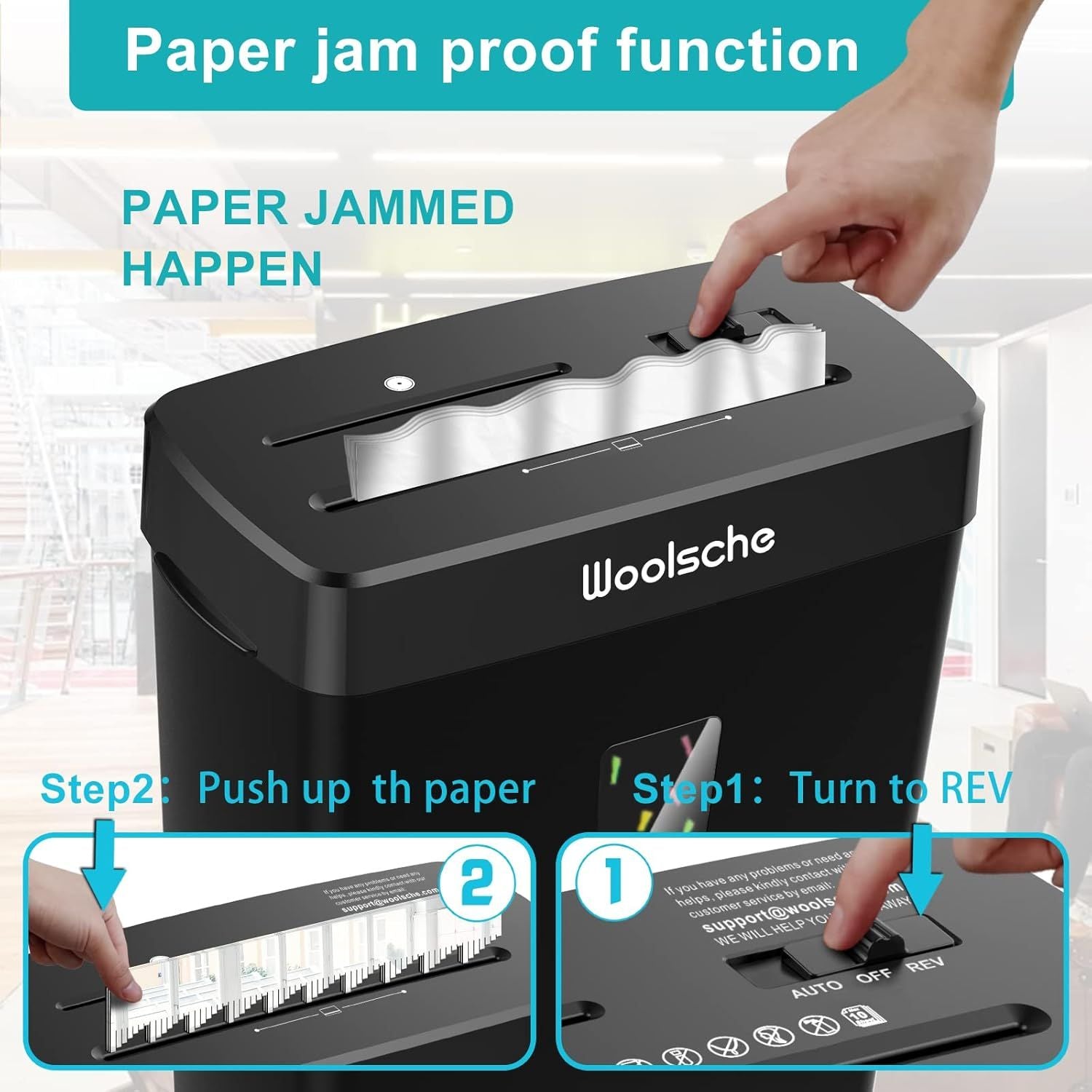 Woolsche Paper Shredder - 10-Sheet Cross Cut with 3.43-Gallon Basket - P-4 Security Level - 3-Mode Design - Shreds CD and Credit Card - Durable, Fast, and Jam Proof for H