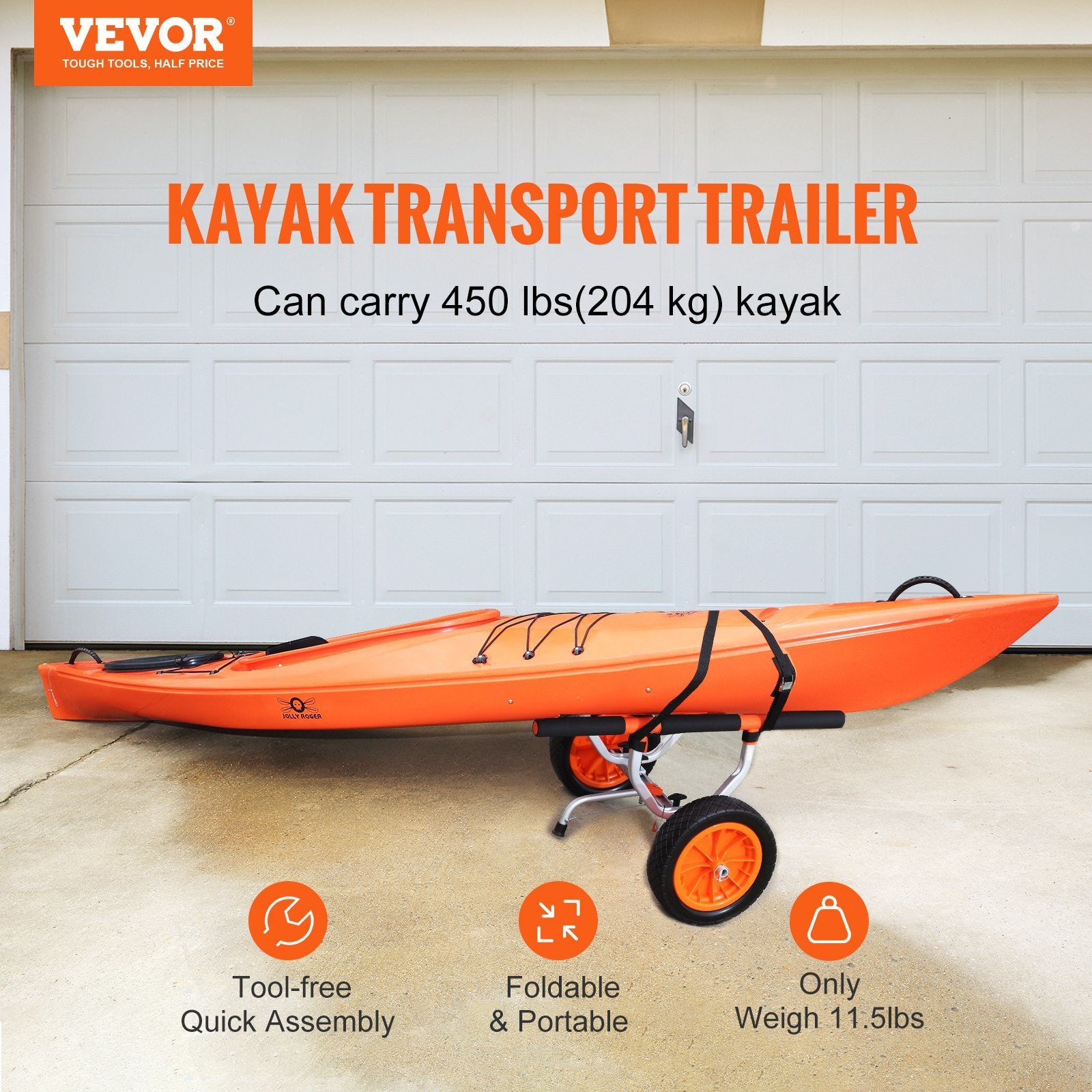 VEVOR Heavy Duty Kayak Cart Foldable Canoe Trolley Cart