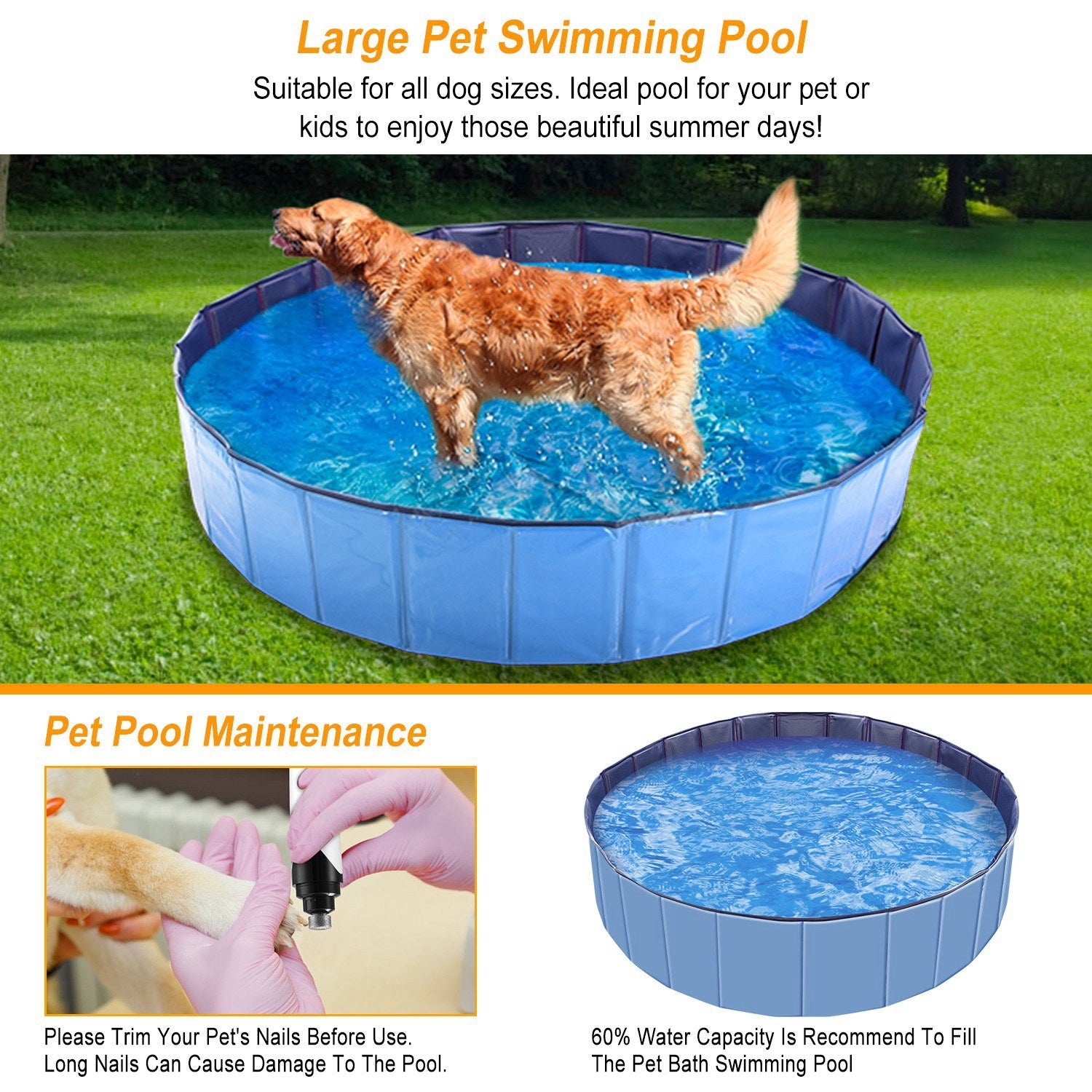 Foldable Pet Swimming Pool Tub