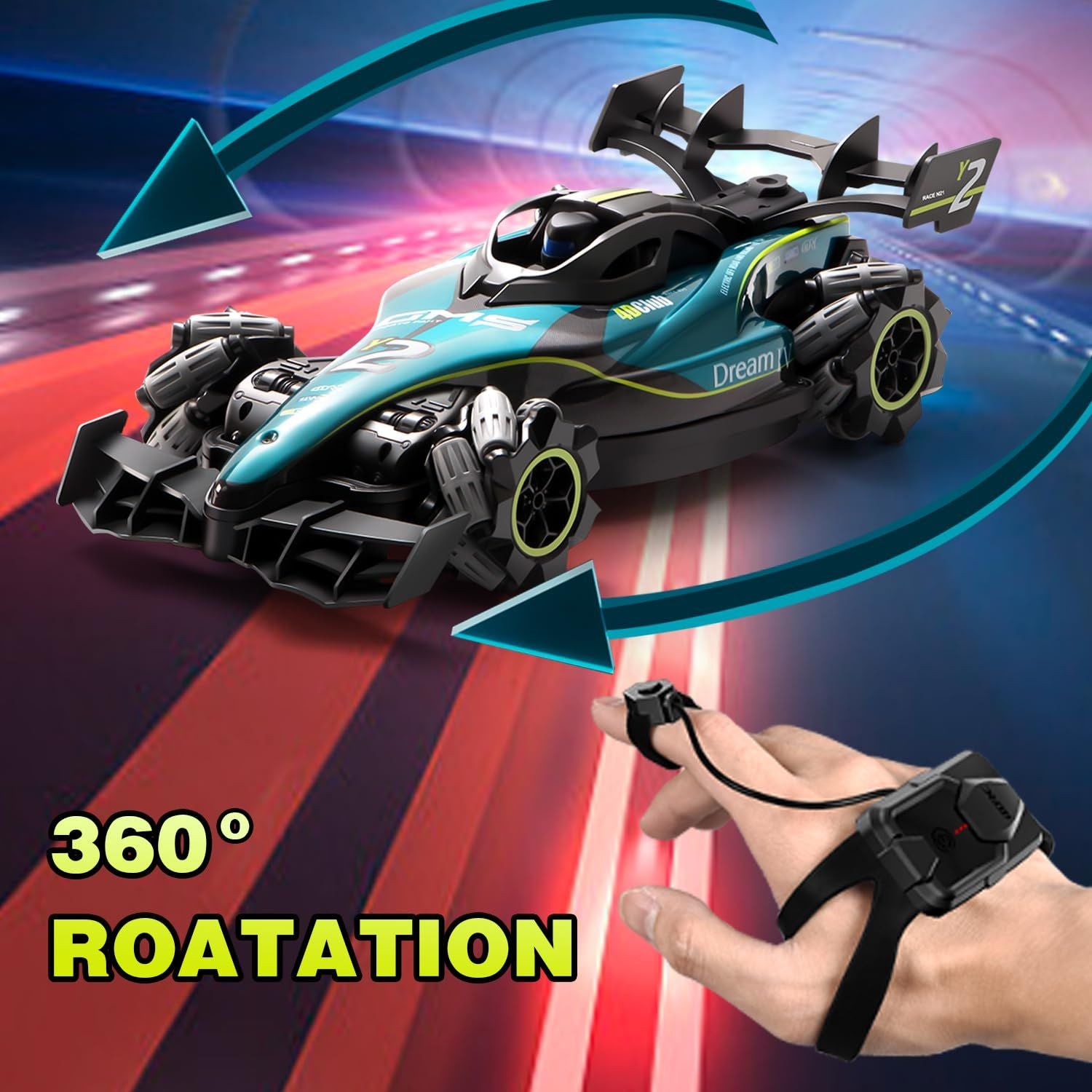 4DRC Y2 Hand Controlled Gesture RC Car 2.4Ghz 4WD 360° Racing Car 2 Battery For Boys & Girls,Kids Toy,Children Christmas Gifts.