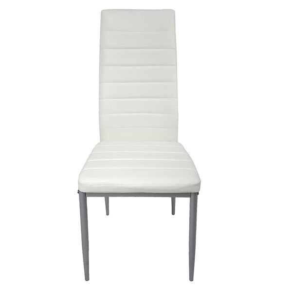4pcs backrest cushion horizontal sewing decoration PU leather dining chair round tube white cushion gray leg N201( Replace encoding 13029116)