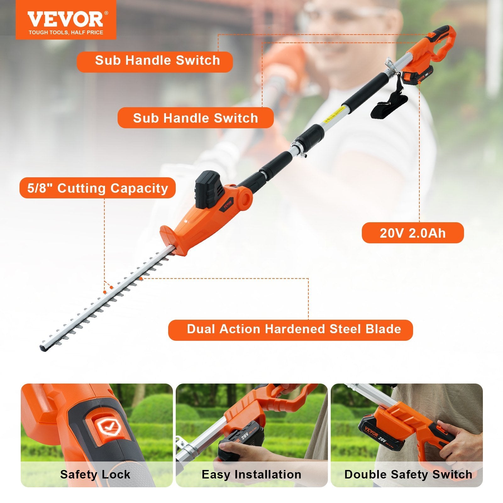 Cordless Hedge Trimmer Pole Hedge Kit
