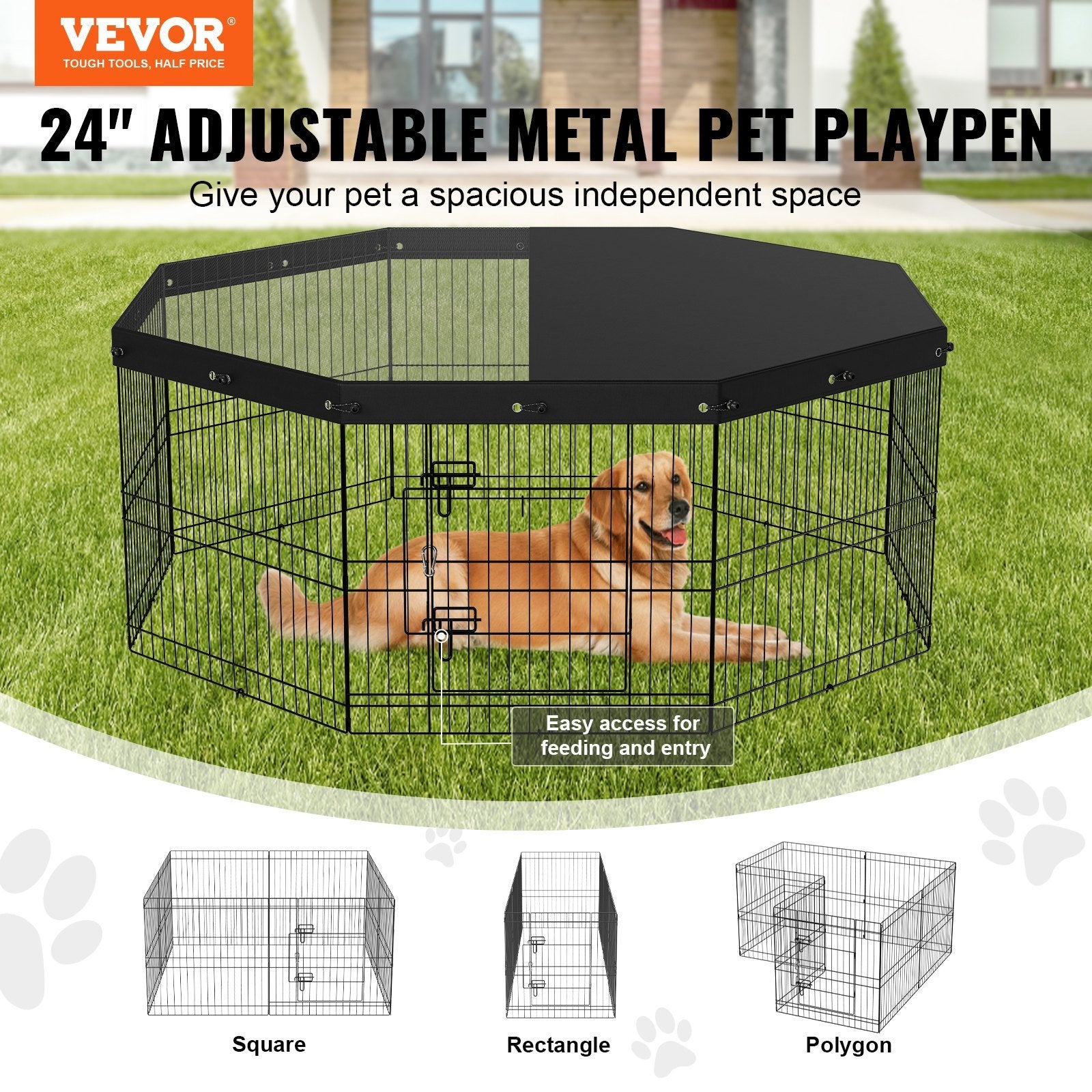 VEVOR Dog Playpen Indoor Outdoor Dog Pen