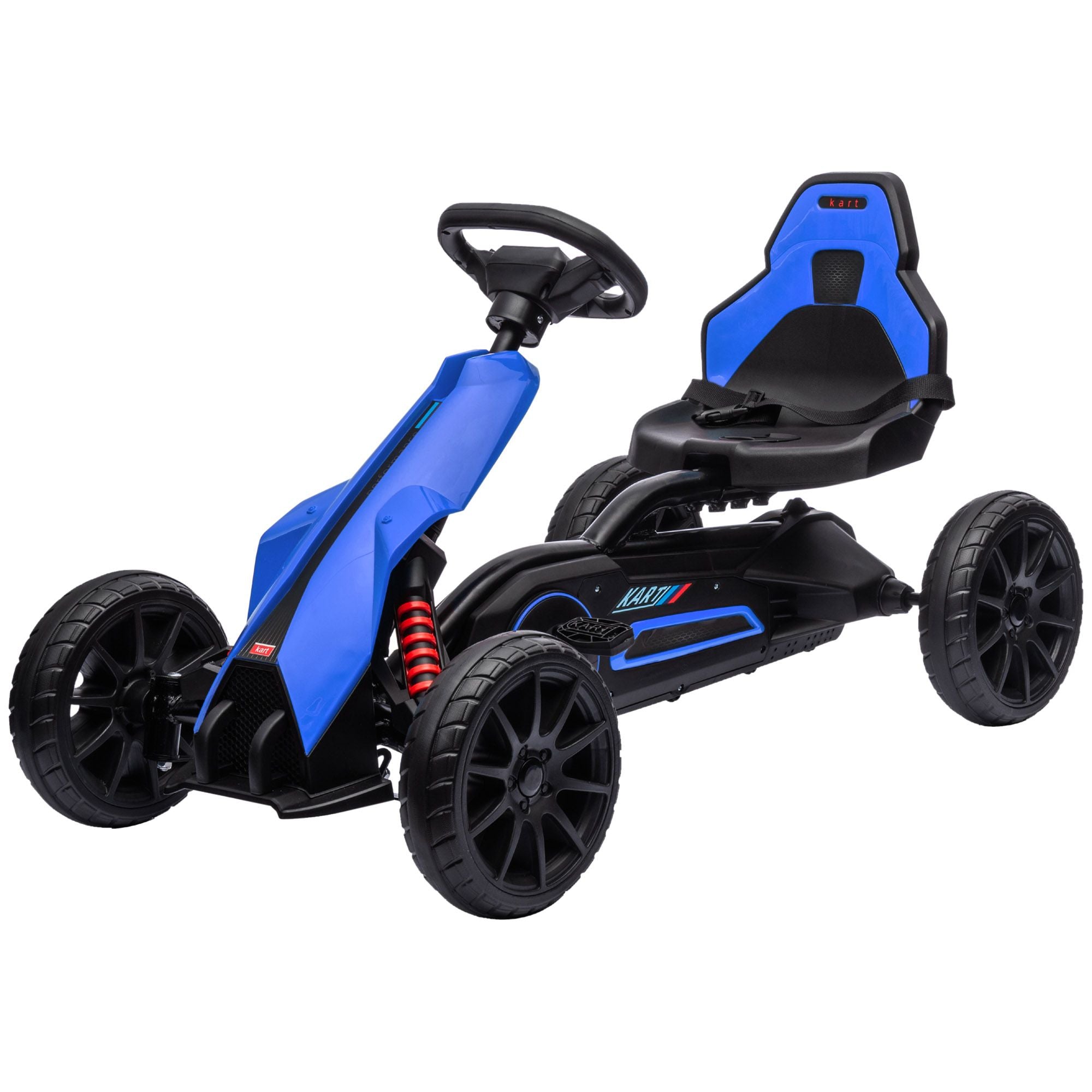Aosom Kids Pedal Go Kart, Outdoor Ride on Toy with Adjustable Seat, Swing Axle, Handbrake, 4 Non-Slip EVA Wheels for Boys and Girls Aged 3-8 Years Old, Blue