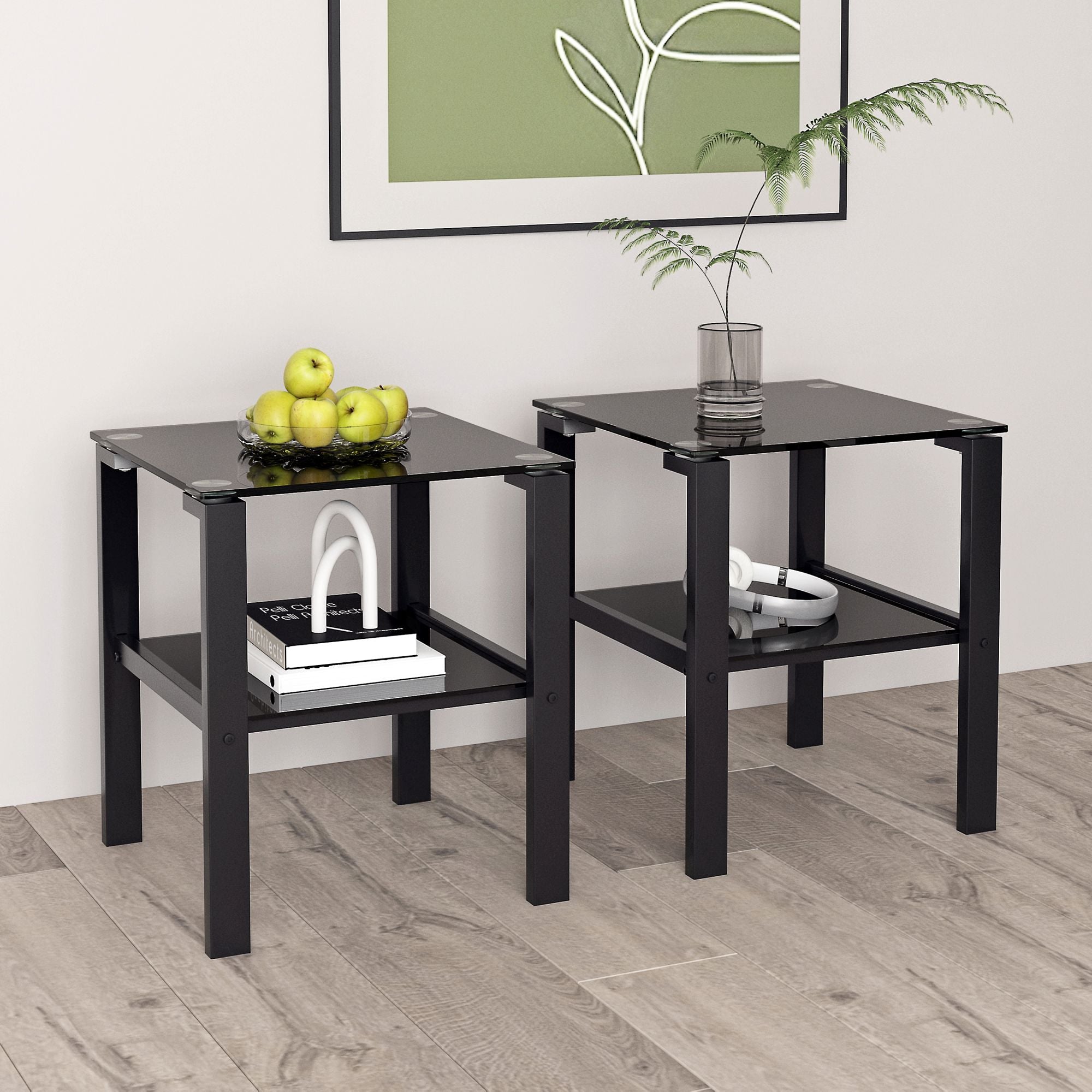 Glass two layer tea living room side