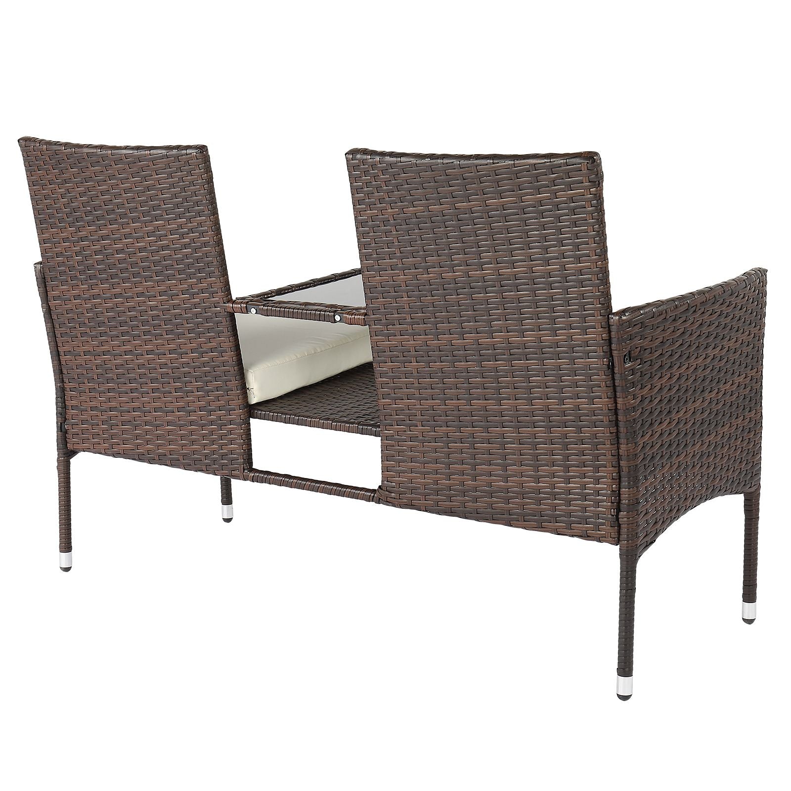 131*61*83cm Disassembled Iron Frame Brown Gradient Rattan Lover Chair
