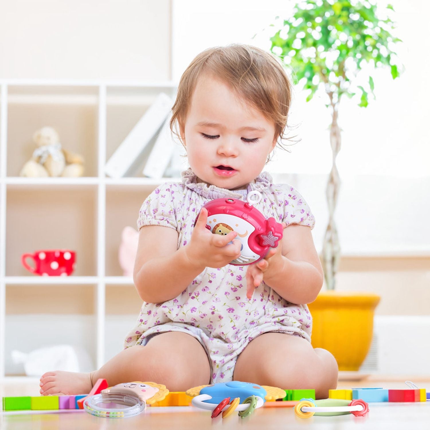 Baby Musical Crib Bed Bell Rotating Mobile Star Projection Nursery Light Baby Rattle Toy with Music Box Remote Control