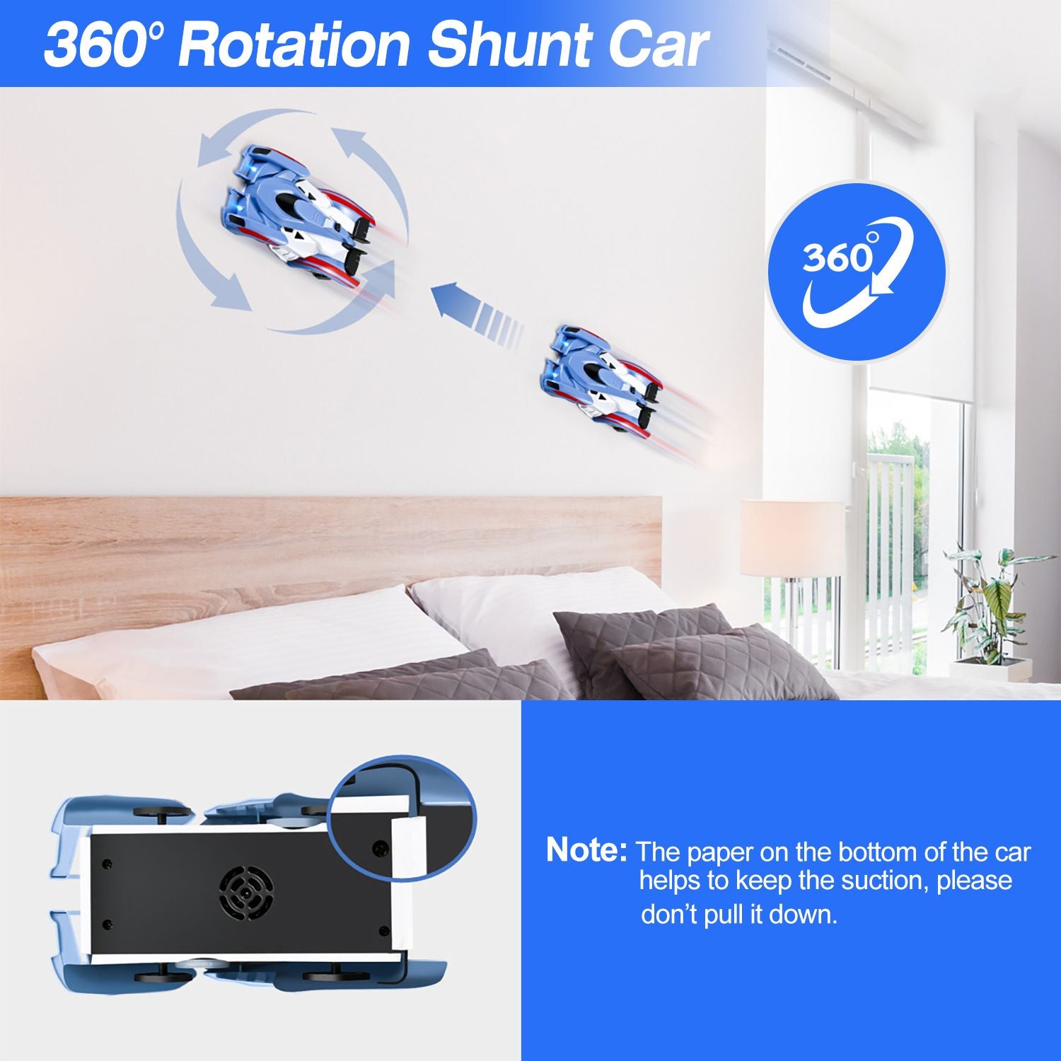 Electric Wall Climbing Car Toy 360° Rotating Shunt Car Remote Control Dual Mode RC Car Rechargeable Toy Car with Headlights Taillights Birthday Christmas Gift 6+ Years Old