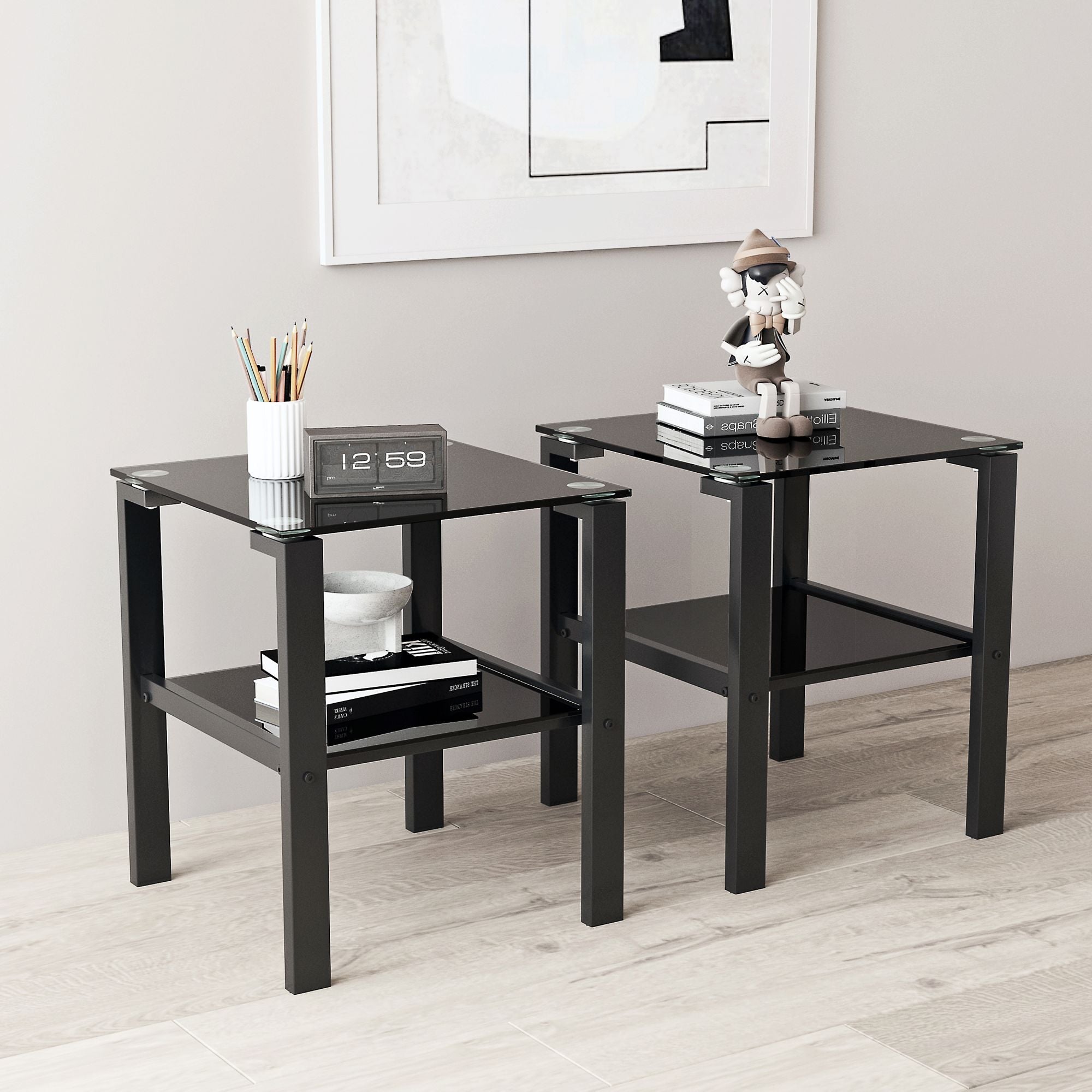Glass two layer tea living room side
