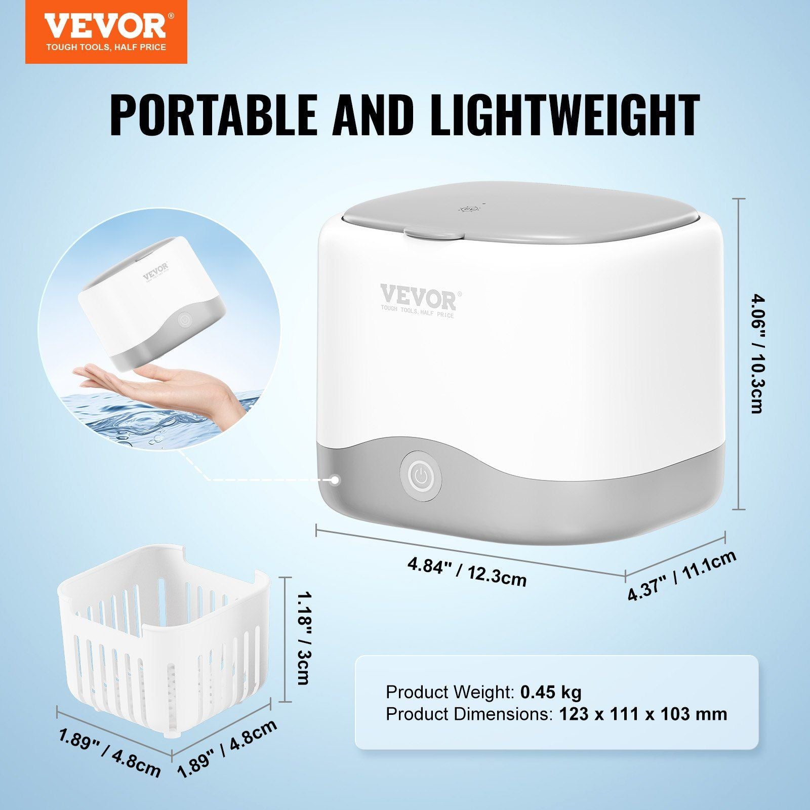 VEVOR Ultrasonic Cleaner, 45kHz Ultrasonic Cleaner for Denture Cleaner, Retainer Cleaner, Mouth Guard Cleaner, Night Guard Cleaner, Retainer Cleaner Machine with 200ML Dental Cleaning Pod