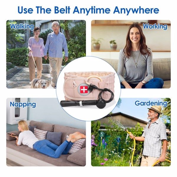 Decompression Back Belt Lumbar Spine Support Lower Back Air Traction Device with Hand Pump Extension Pad for Men Women Pain Relief Fit For All Waist