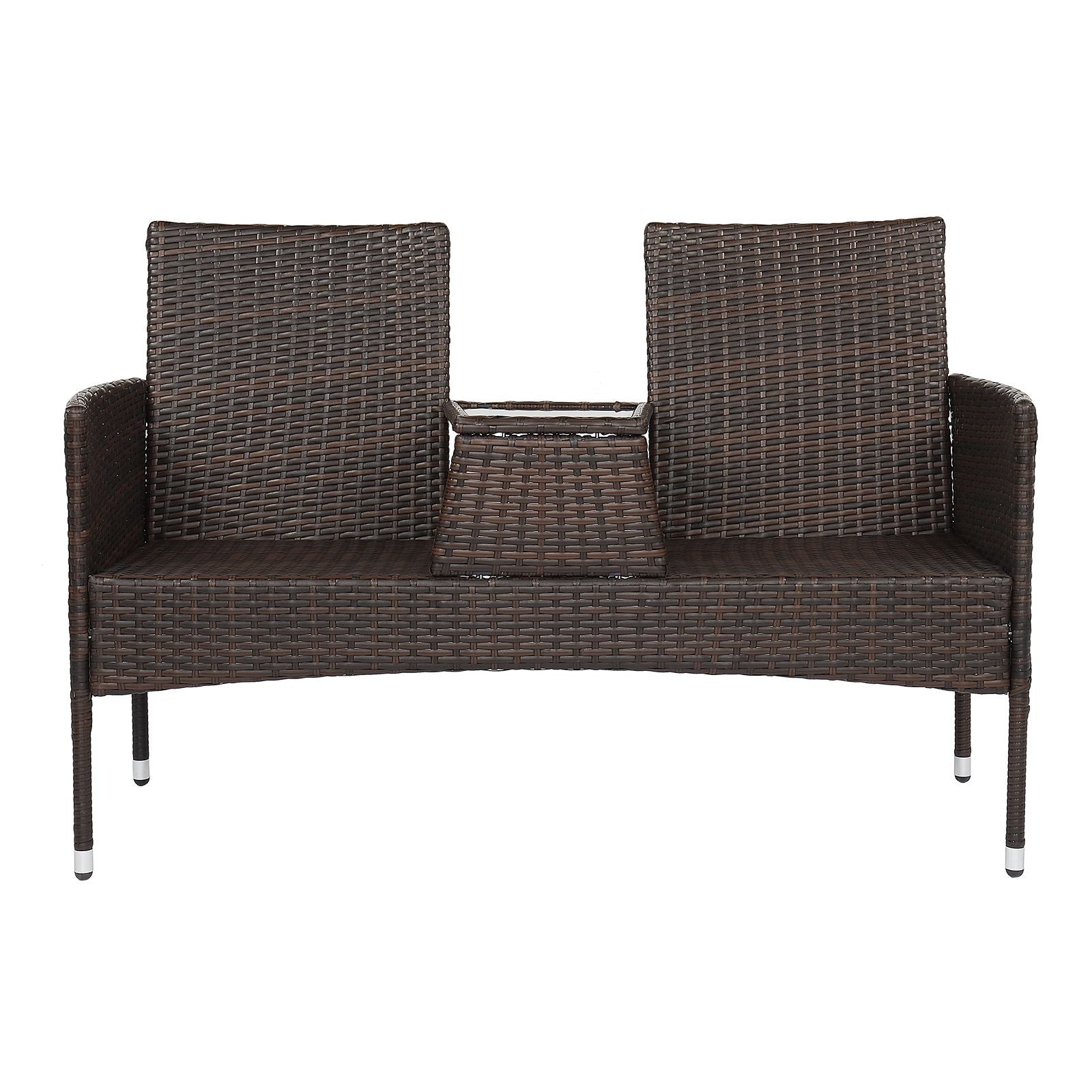 131*61*83cm Disassembled Iron Frame Brown Gradient Rattan Lover Chair