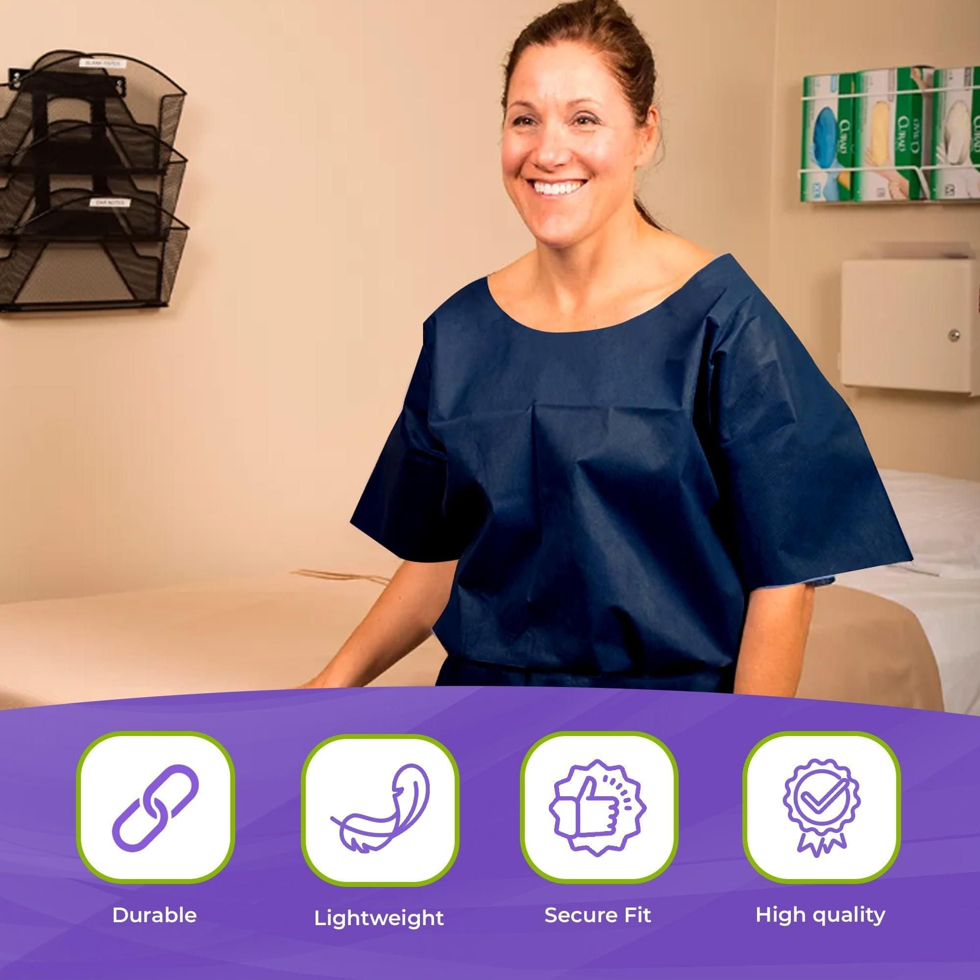 Medical Supply Disposable Isolation Gown X Large Size 10 Pack of Navy Blue 50 GSM Polypropylene Disposable Gowns Medical with Neck and Waist Ties Isolation Gowns Disposable