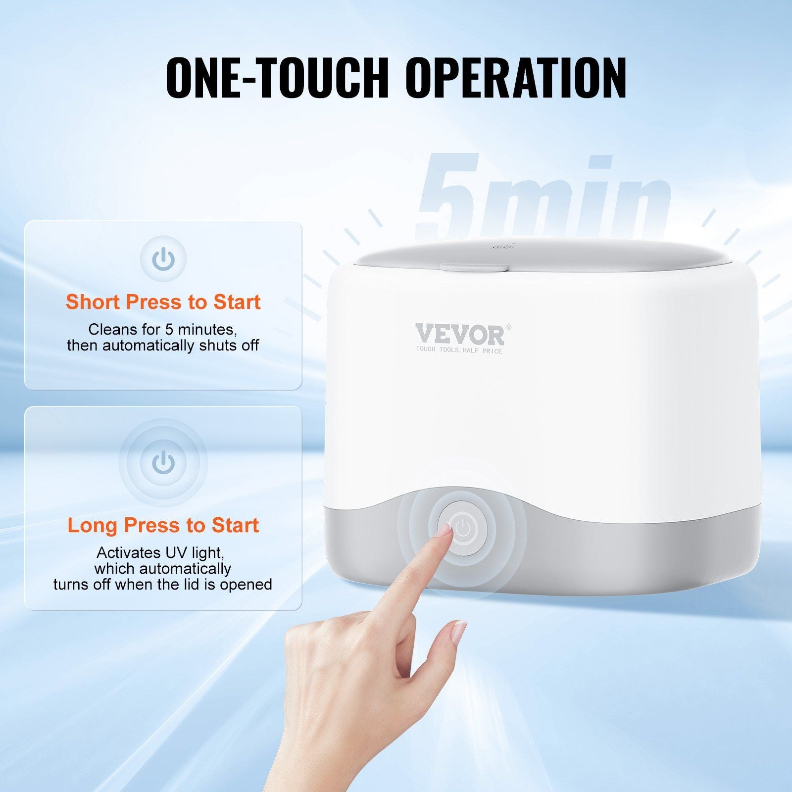 VEVOR Ultrasonic Cleaner, 45kHz Ultrasonic Cleaner for Denture Cleaner, Retainer Cleaner, Mouth Guard Cleaner, Night Guard Cleaner, Retainer Cleaner Machine with 200ML Dental Cleaning Pod
