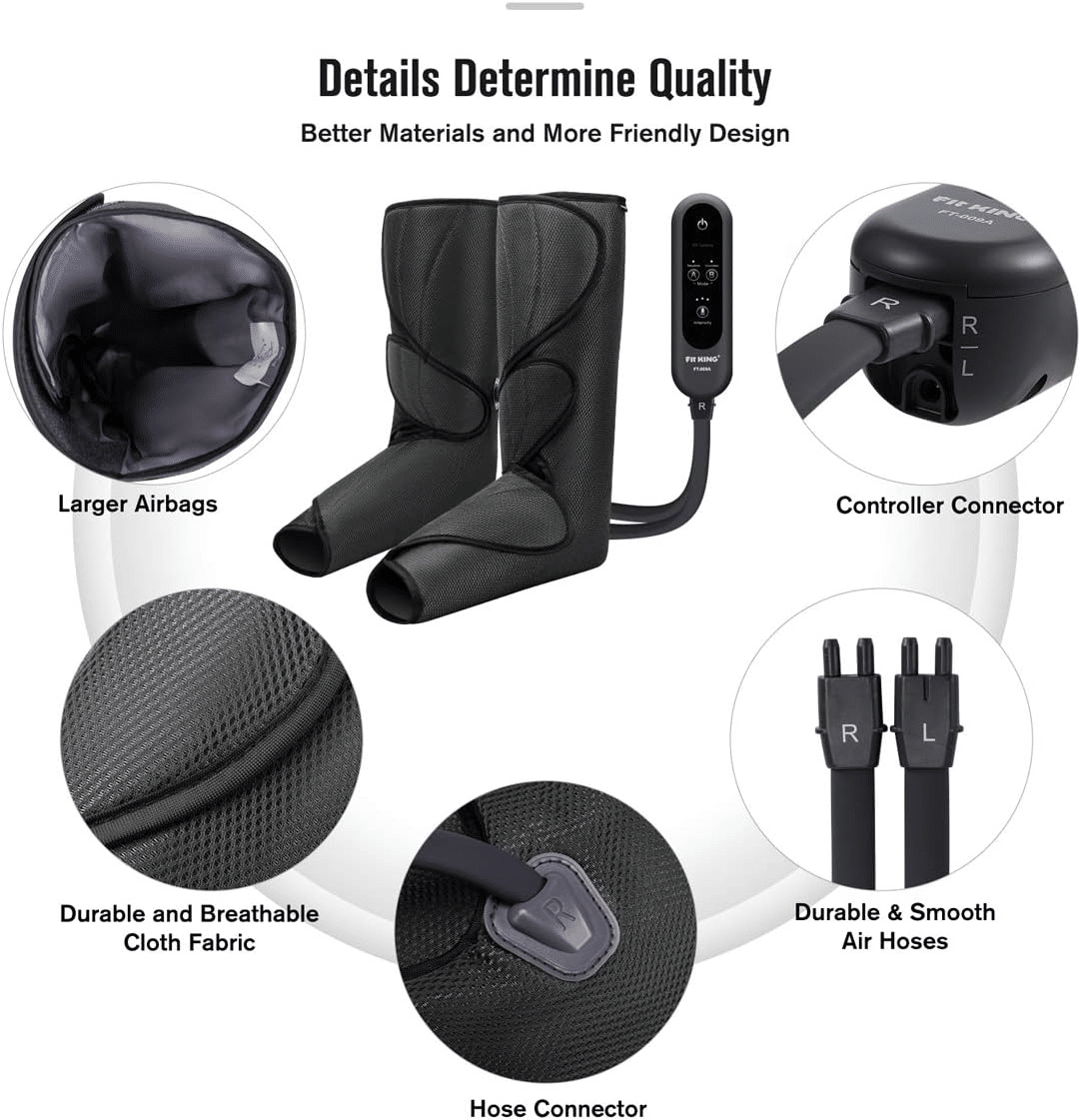 Leg Air Massager for Circulation and Relaxation Foot and Calf Massage with Handheld Controller 3 Intensities 2 Modes (with 2 Extensions)- FSA HSA Eligible