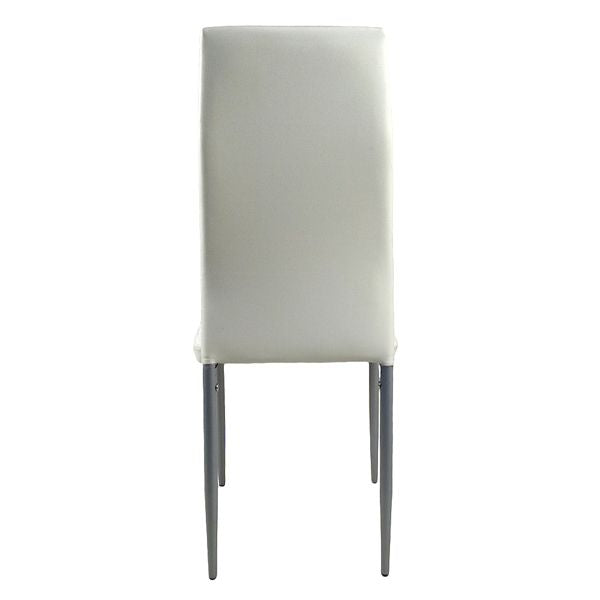 4pcs backrest cushion horizontal sewing decoration PU leather dining chair round tube white cushion gray leg N201( Replace encoding 13029116)