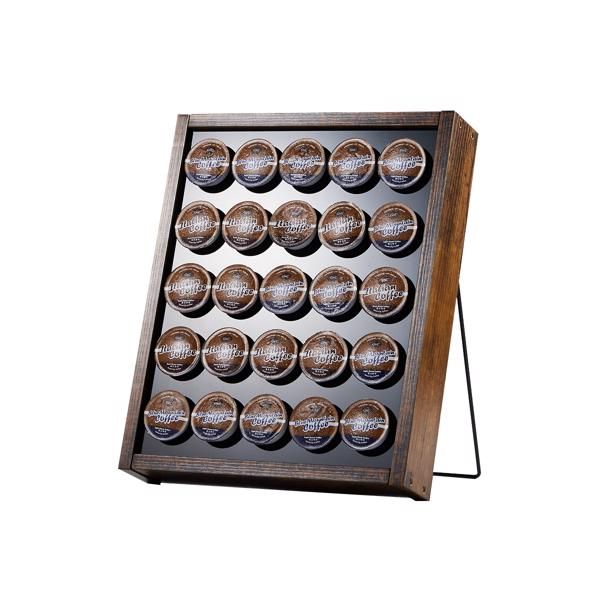 K Cup Holder, Kcup Coffee Pods Holder, Wooden K Cup Holders Holds 25 Pods, K Cup Storage Rack Made of Wood and Acrylic, for Coffee Bar Accessories Decor and Home