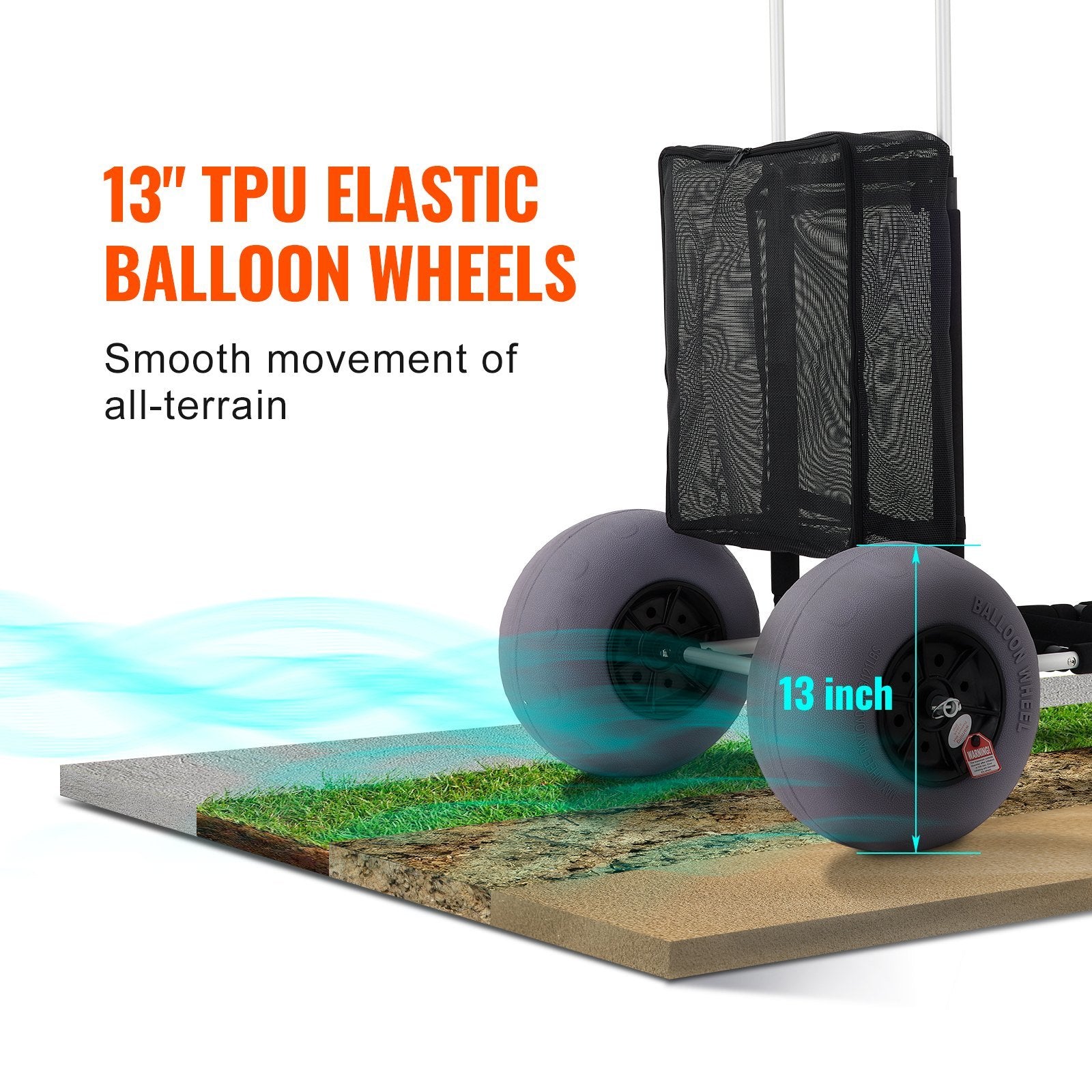 VEVOR Beach Carts for Sand Aviation Aluminum Cart for Picnic