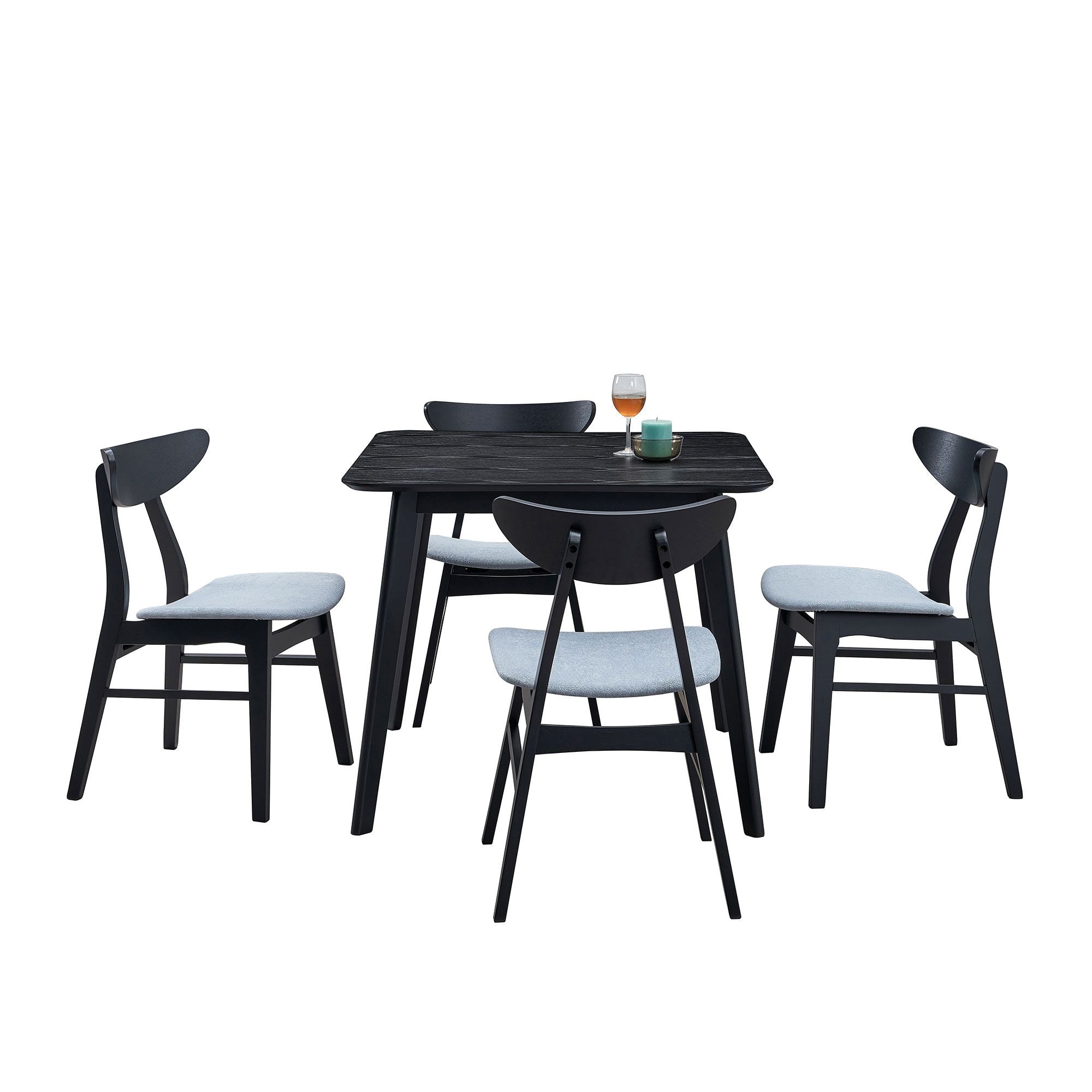Wooden Dining Chairs Set of 2, Modern Soft Upholstered Kitchen Side Chairs,Wooden Frame Kitchen Chairs for Dining Room,Living Room,Restaurant,Black