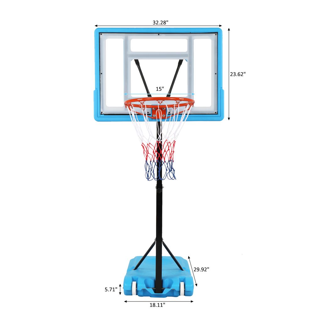 PVC Transparent Board Basket Frame Adjustable 115-135cm Perfect Basketball Hoop for poolside game XH