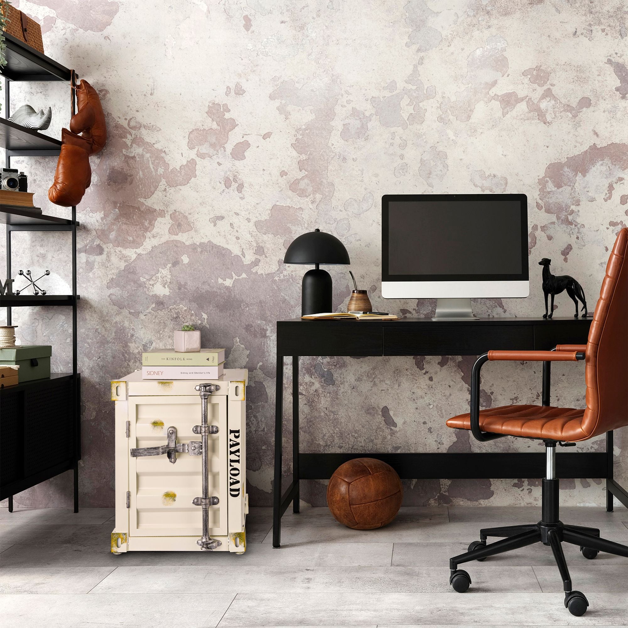 Industrial Style Container Storage Cabinet Side Table